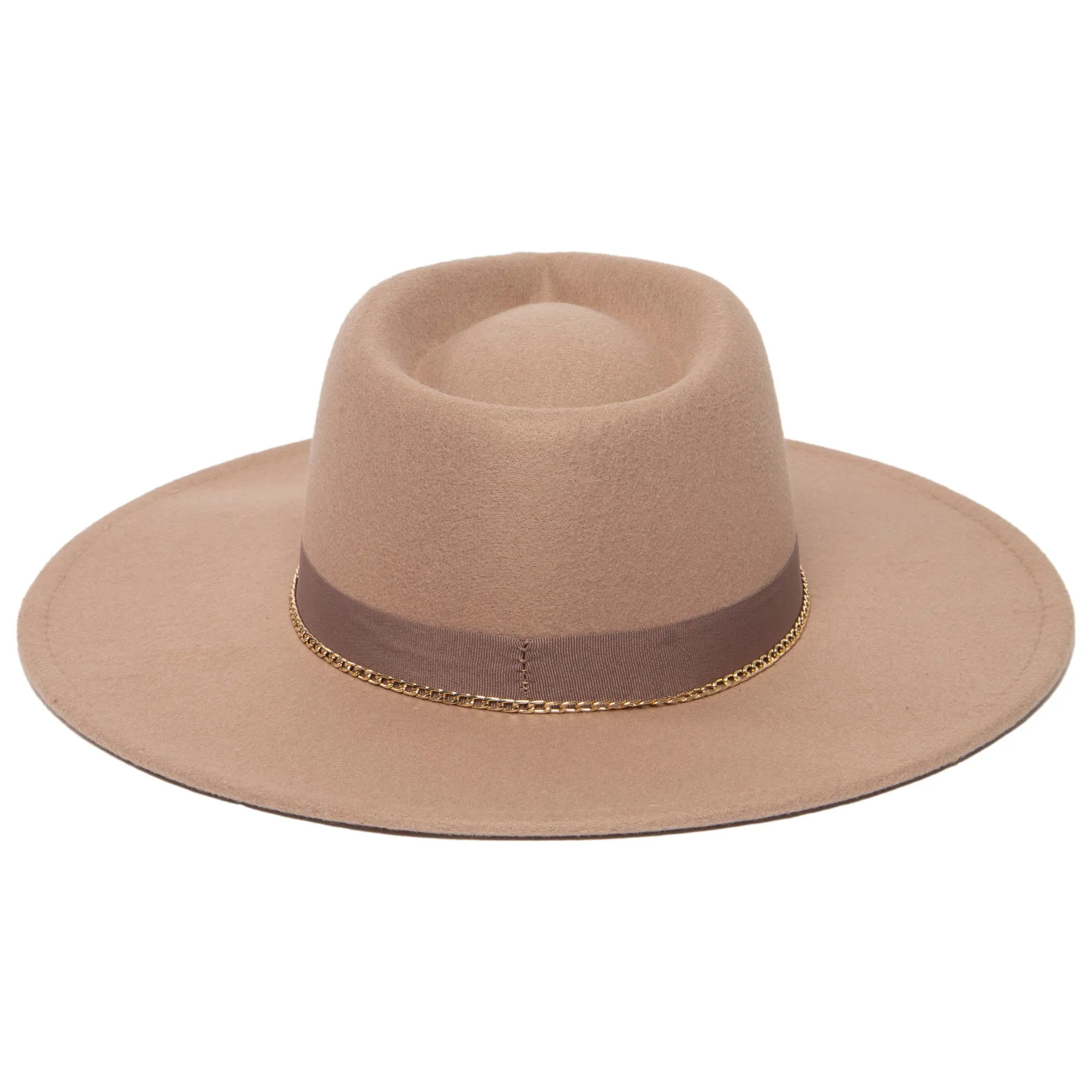 San Diego Hat Company Womens Fedoras Mia - Faux Felt Fedora with Pinch Crown and Gold Trim Band