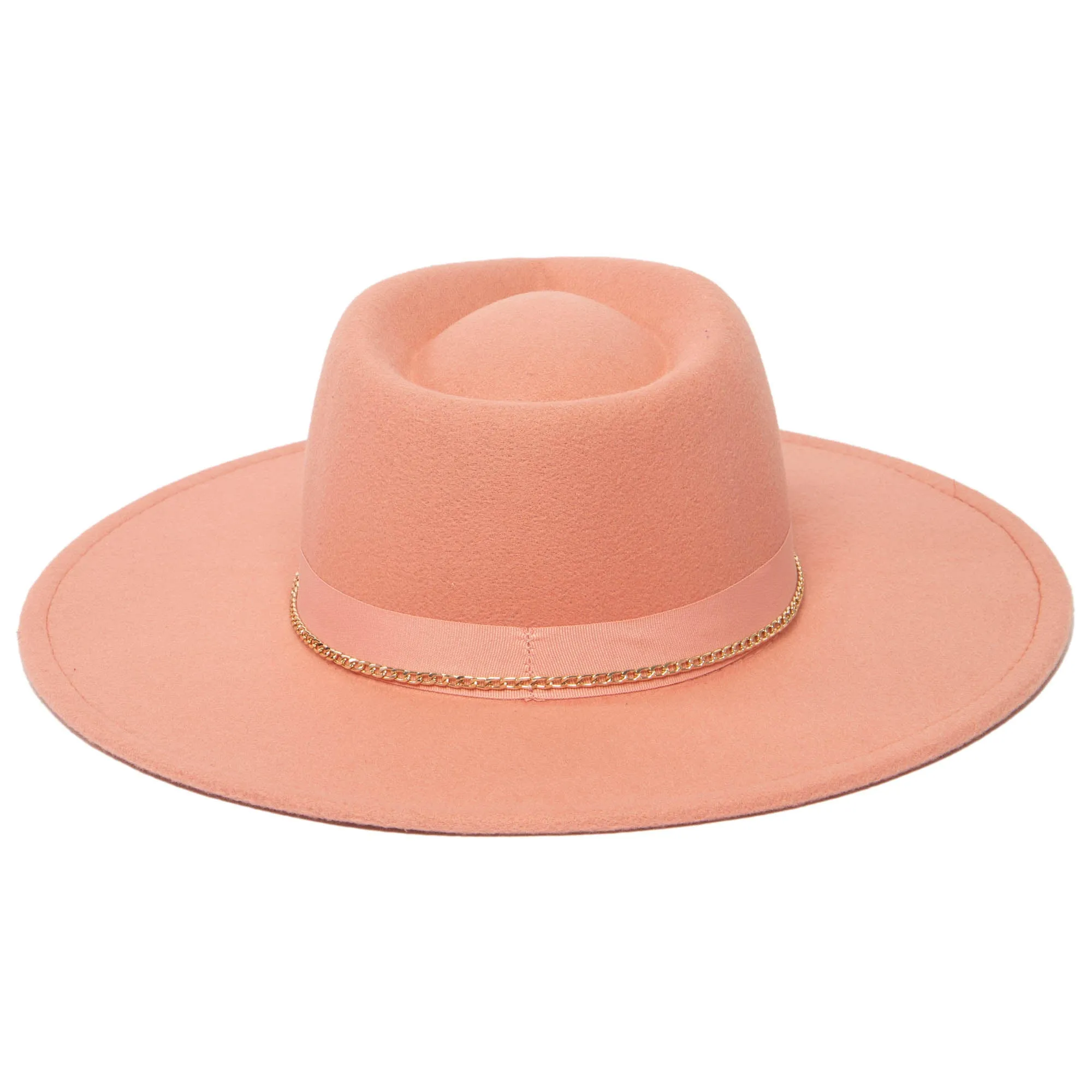 San Diego Hat Company Womens Fedoras Mia - Faux Felt Fedora with Pinch Crown and Gold Trim Band