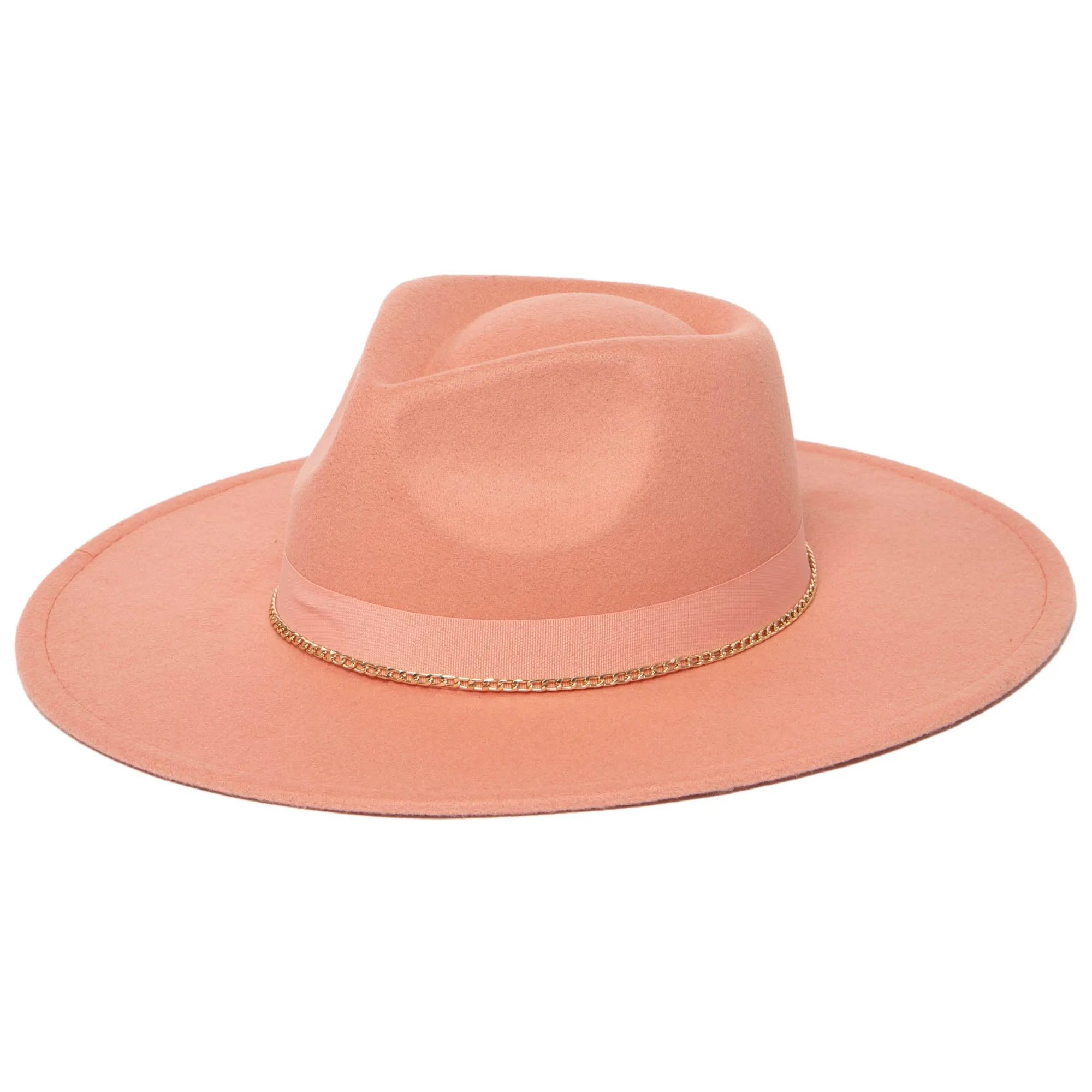San Diego Hat Company Womens Fedoras Mia - Faux Felt Fedora with Pinch Crown and Gold Trim Band
