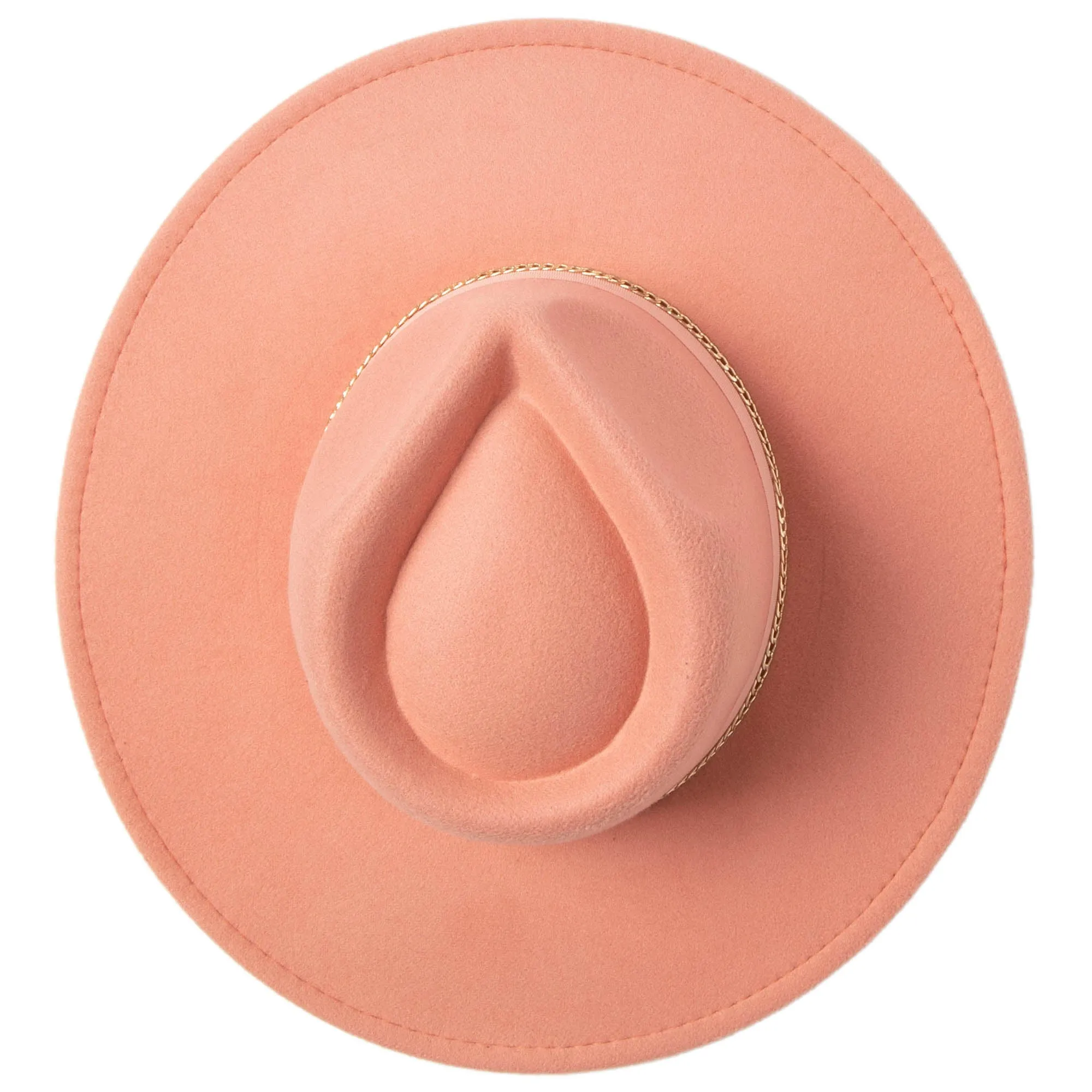 San Diego Hat Company Womens Fedoras Mia - Faux Felt Fedora with Pinch Crown and Gold Trim Band