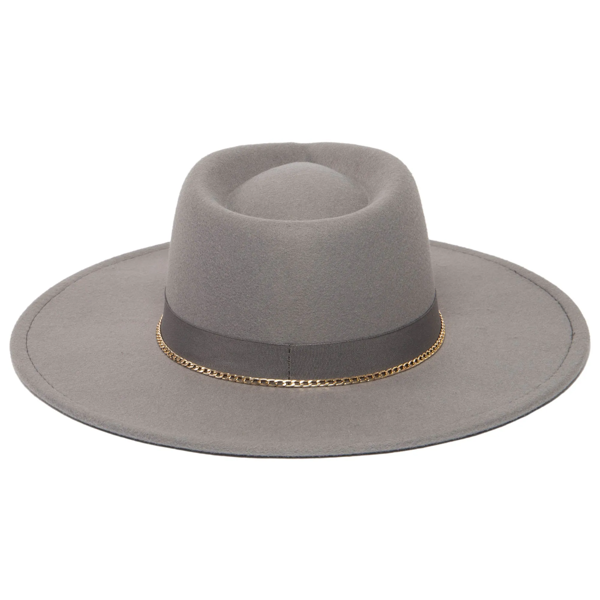 San Diego Hat Company Womens Fedoras Mia - Faux Felt Fedora with Pinch Crown and Gold Trim Band