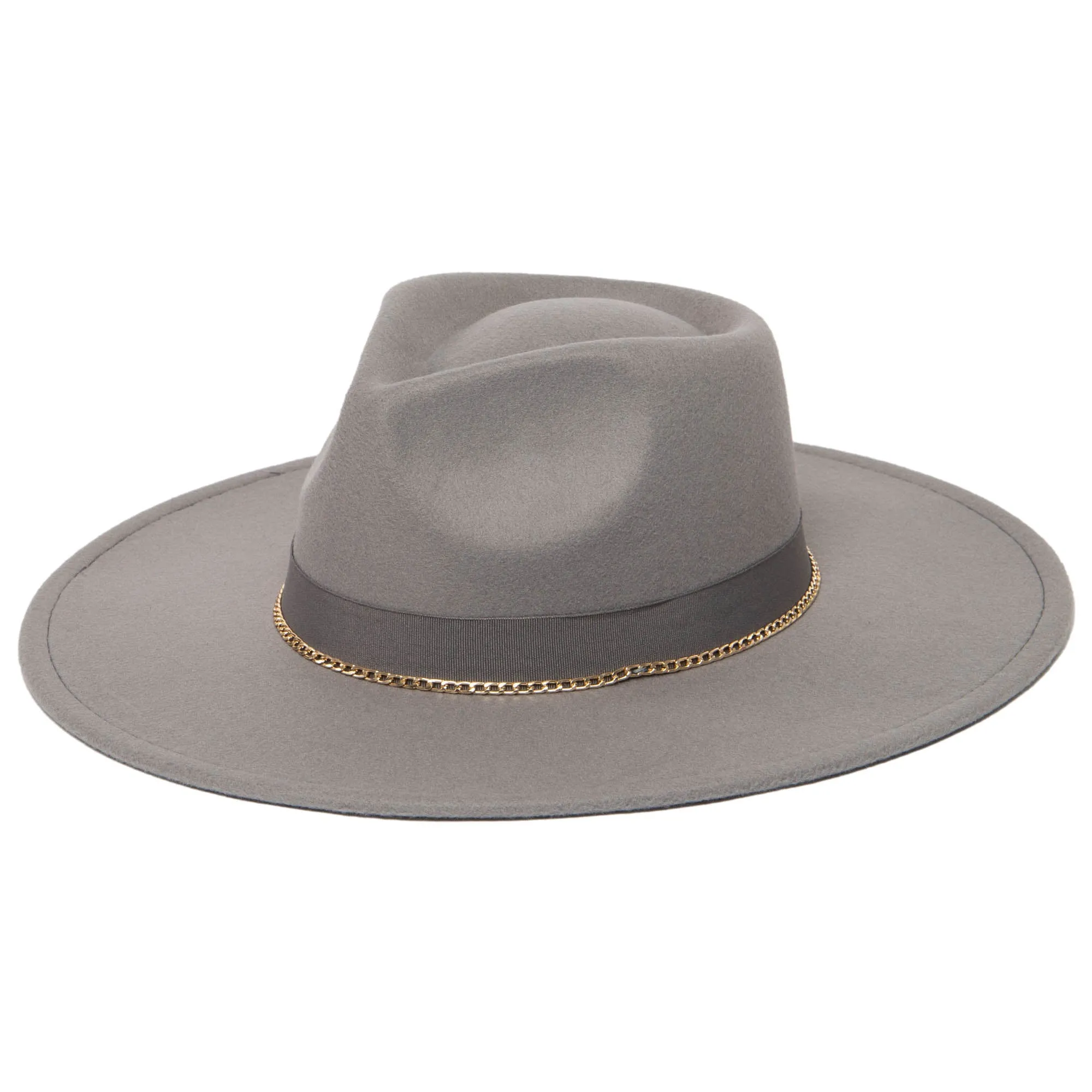 San Diego Hat Company Womens Fedoras Mia - Faux Felt Fedora with Pinch Crown and Gold Trim Band