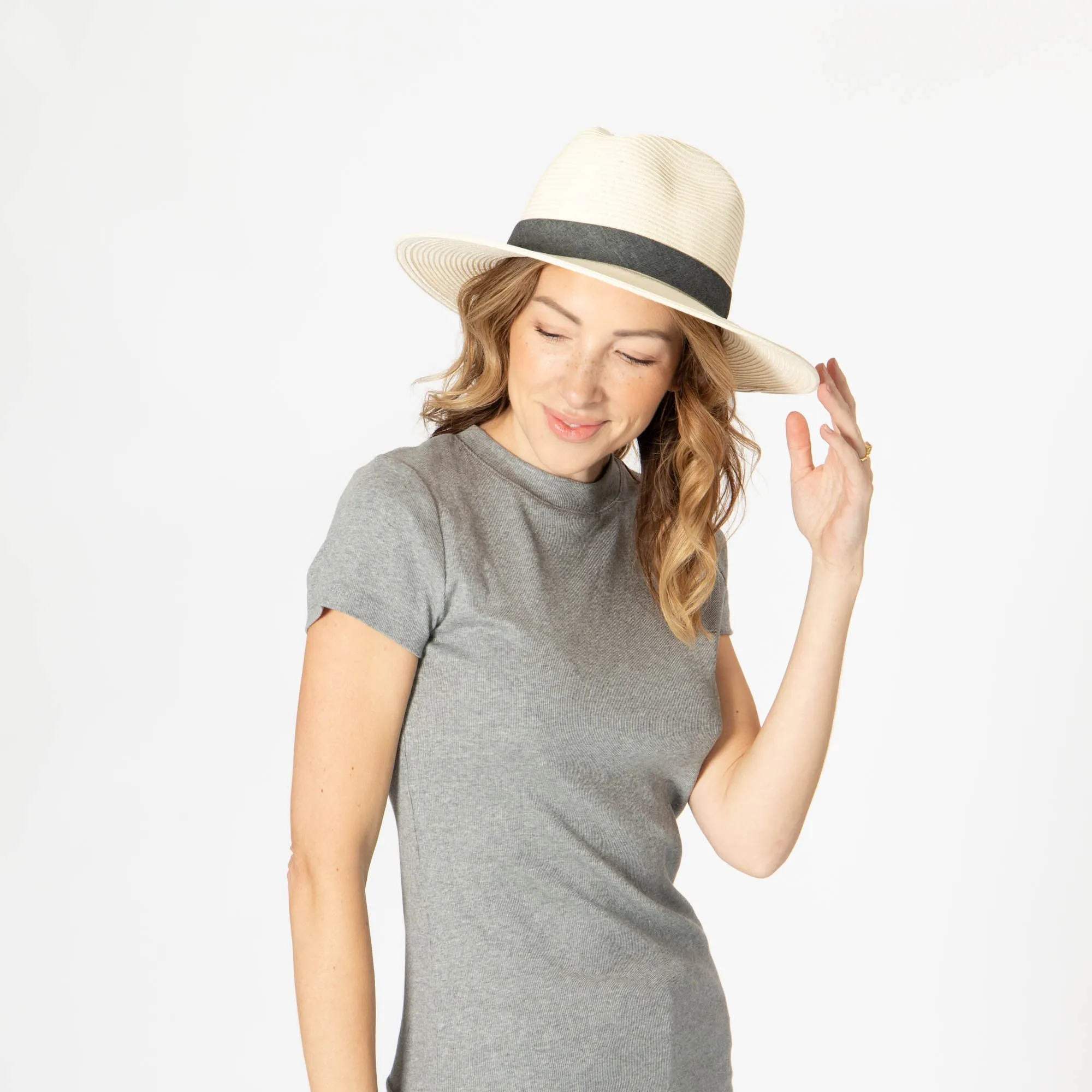 San Diego Hat Company Womens Fedoras Out of Office -  Ultrabraid Fedora With Chambray Band (UBM4457)