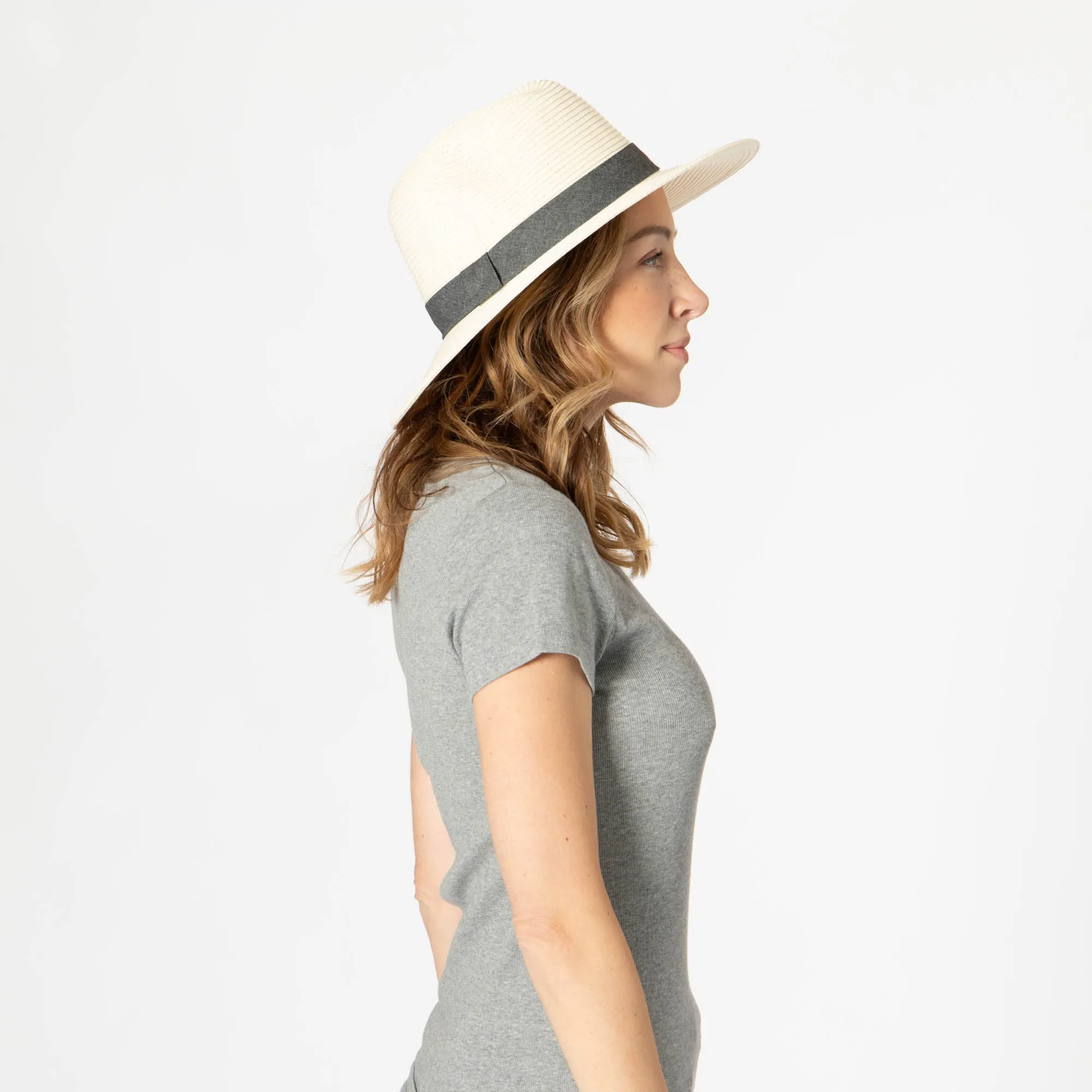 San Diego Hat Company Womens Fedoras Out of Office -  Ultrabraid Fedora With Chambray Band (UBM4457)
