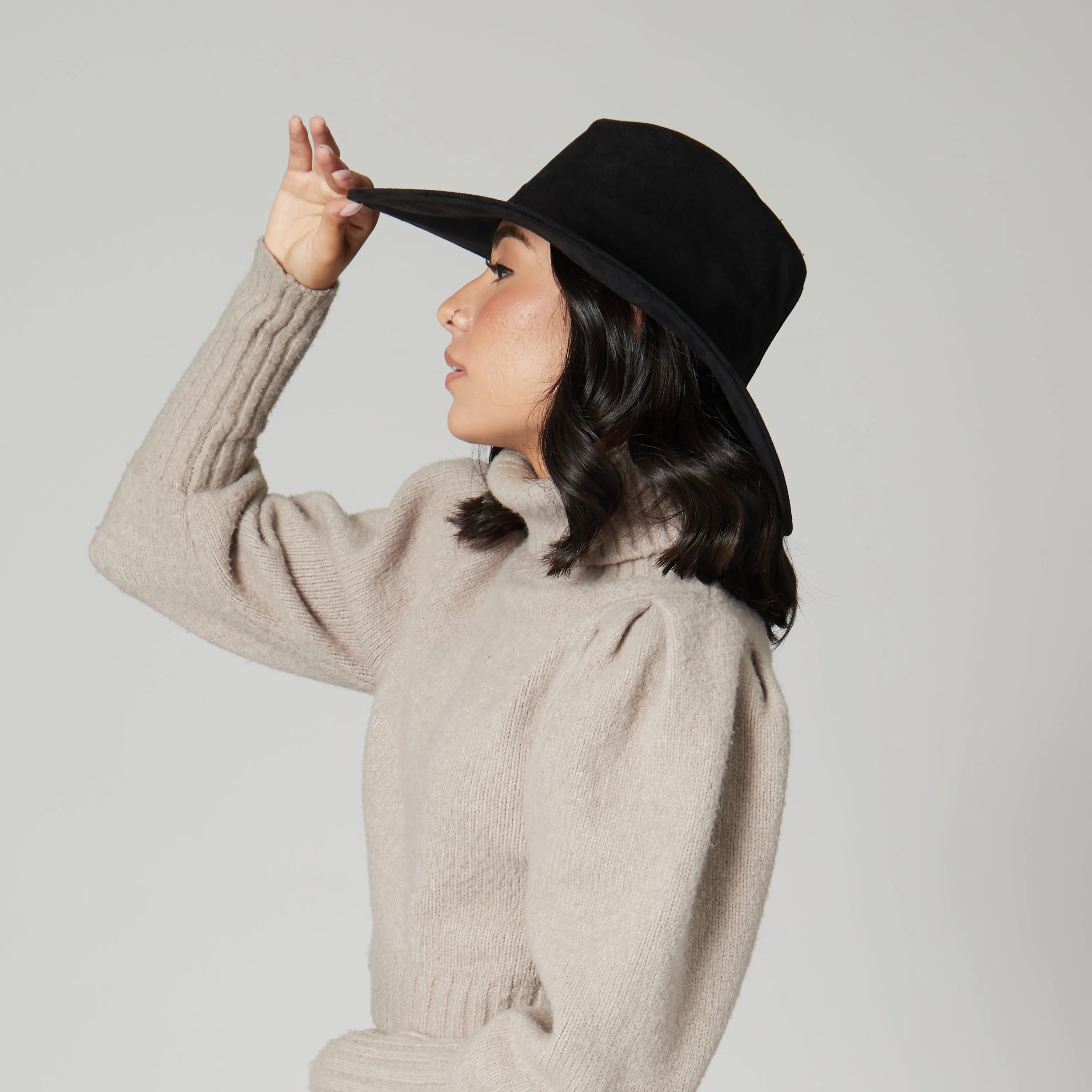 San Diego Hat Company Womens Fedoras Pioneer - Cut & Sew Faux Suede Fedora