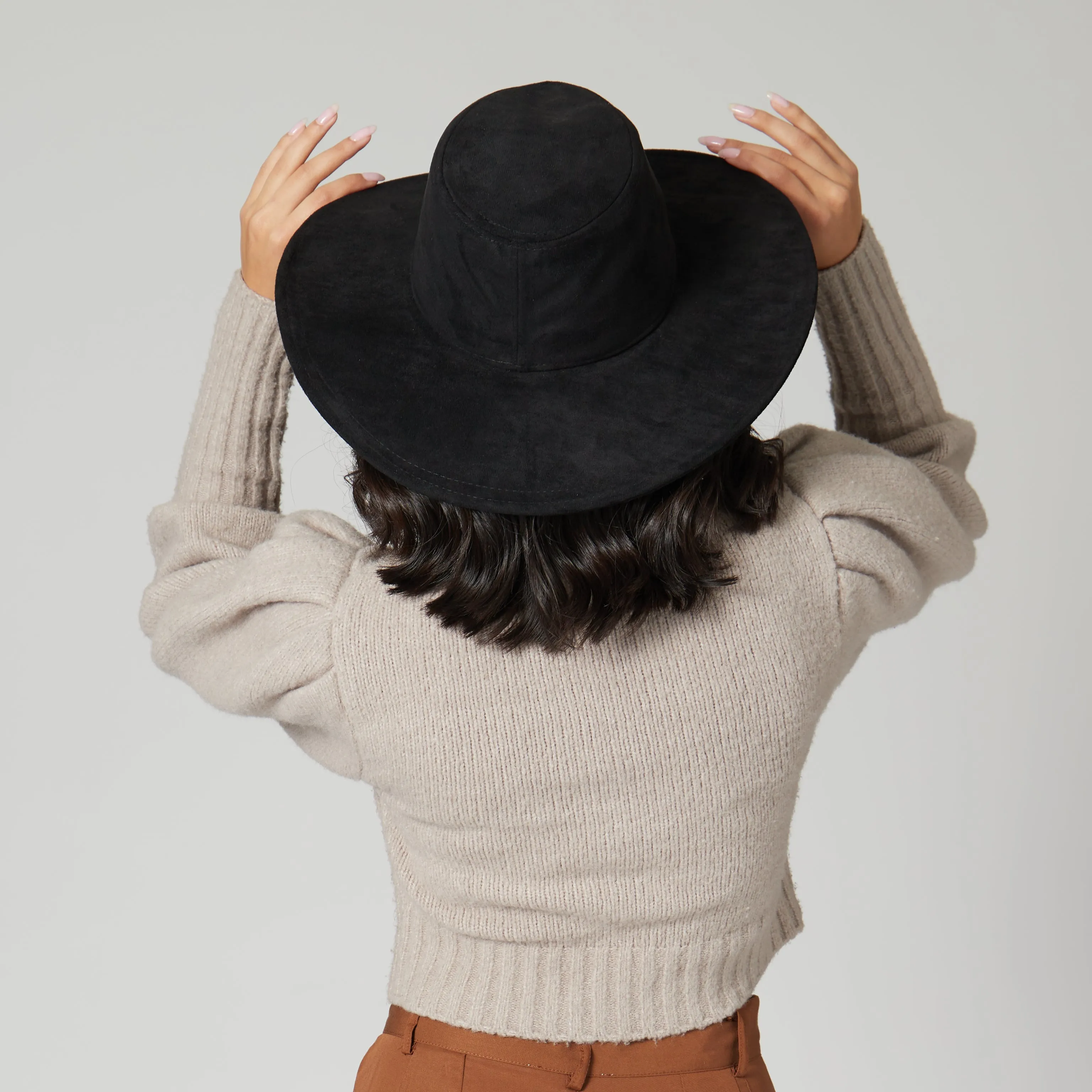 San Diego Hat Company Womens Fedoras Pioneer - Cut & Sew Faux Suede Fedora