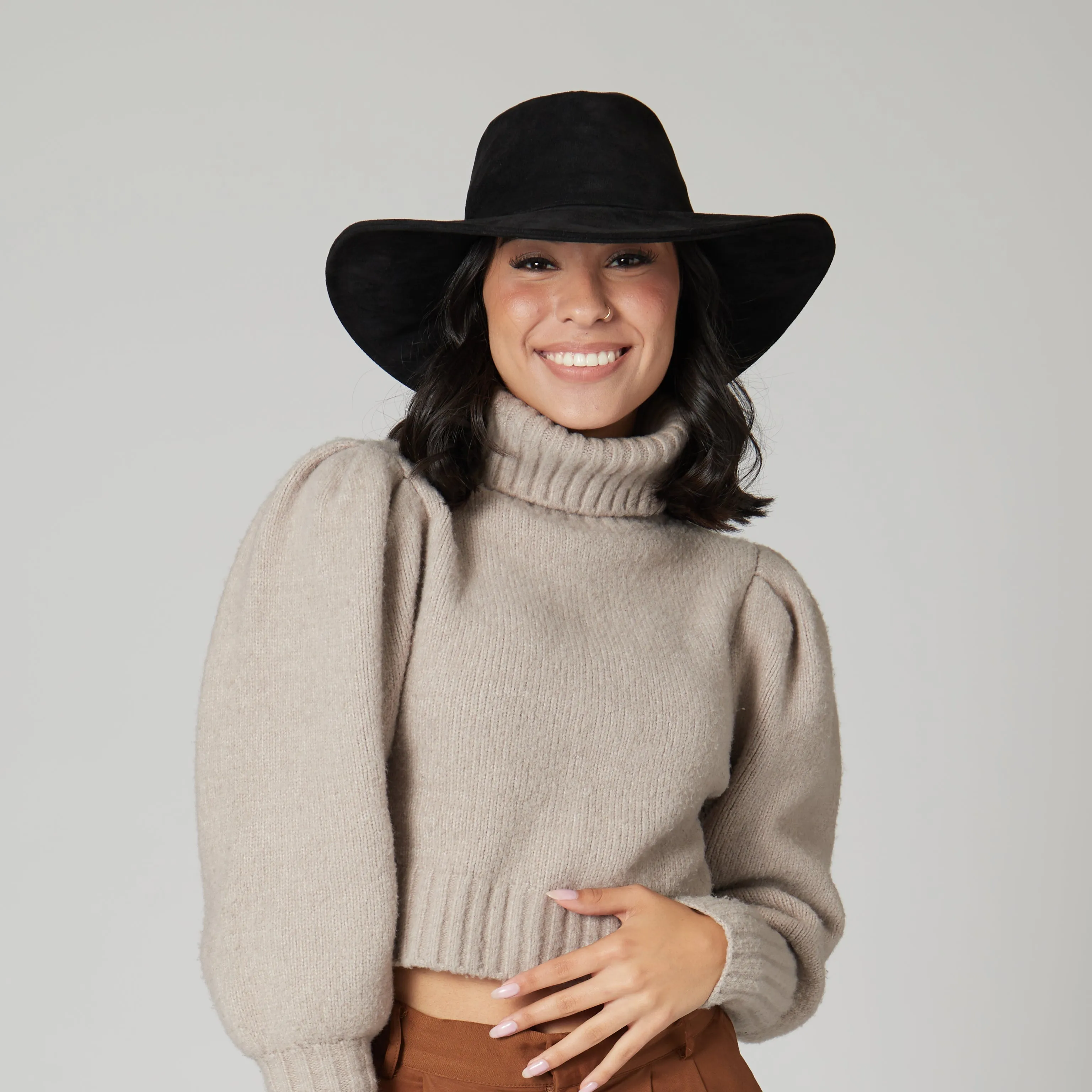San Diego Hat Company Womens Fedoras Pioneer - Cut & Sew Faux Suede Fedora