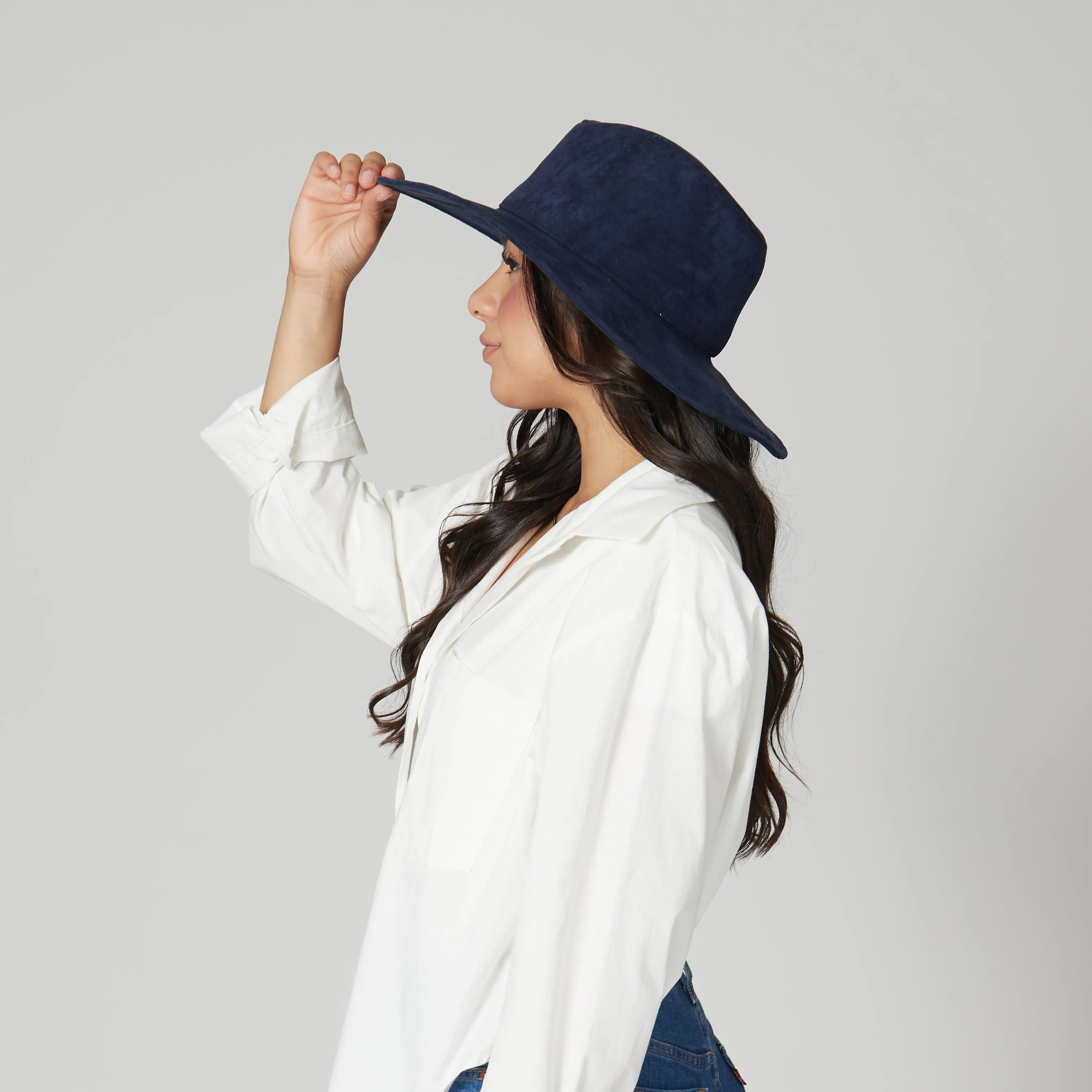 San Diego Hat Company Womens Fedoras Pioneer - Cut & Sew Faux Suede Fedora