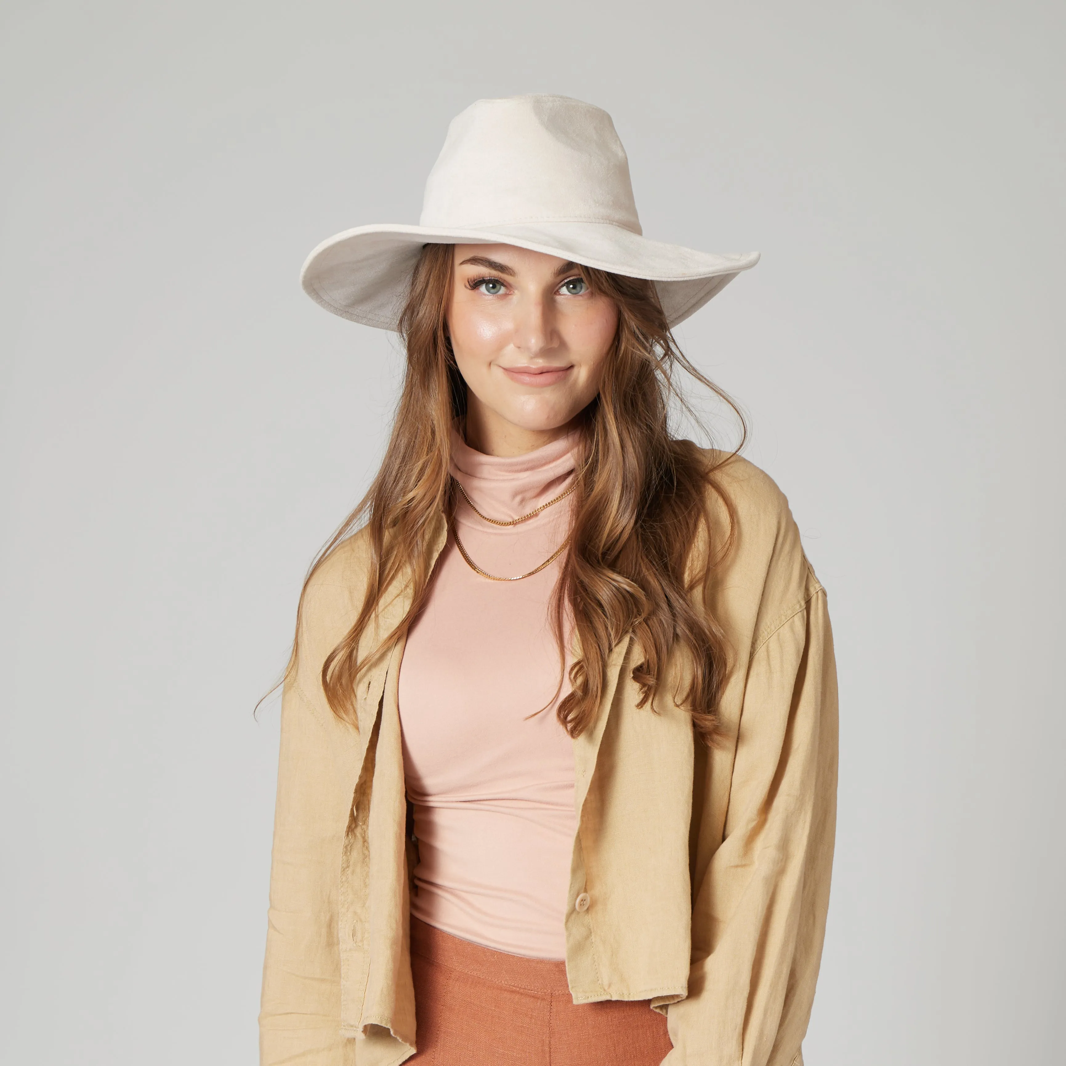 San Diego Hat Company Womens Fedoras Pioneer - Cut & Sew Faux Suede Fedora