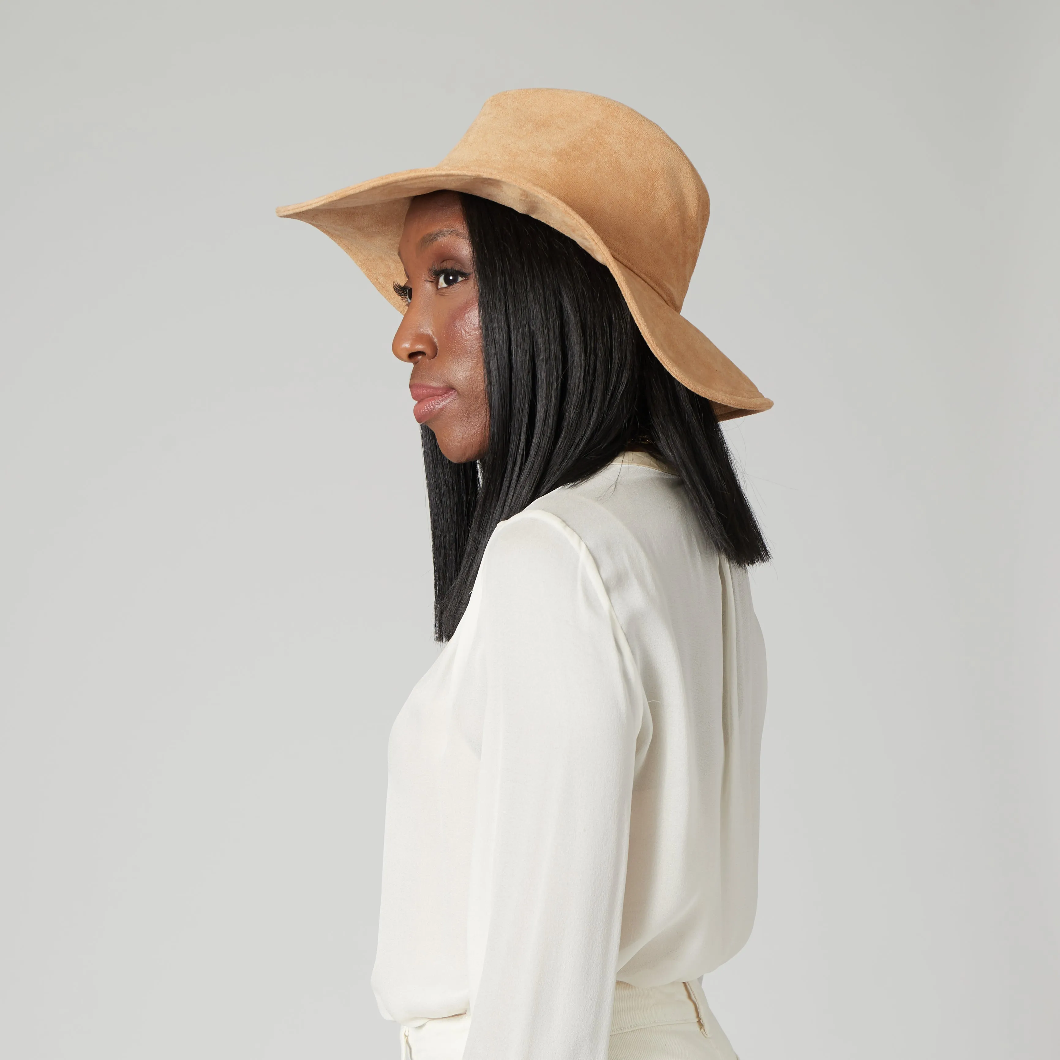 San Diego Hat Company Womens Fedoras Pioneer - Cut & Sew Faux Suede Fedora