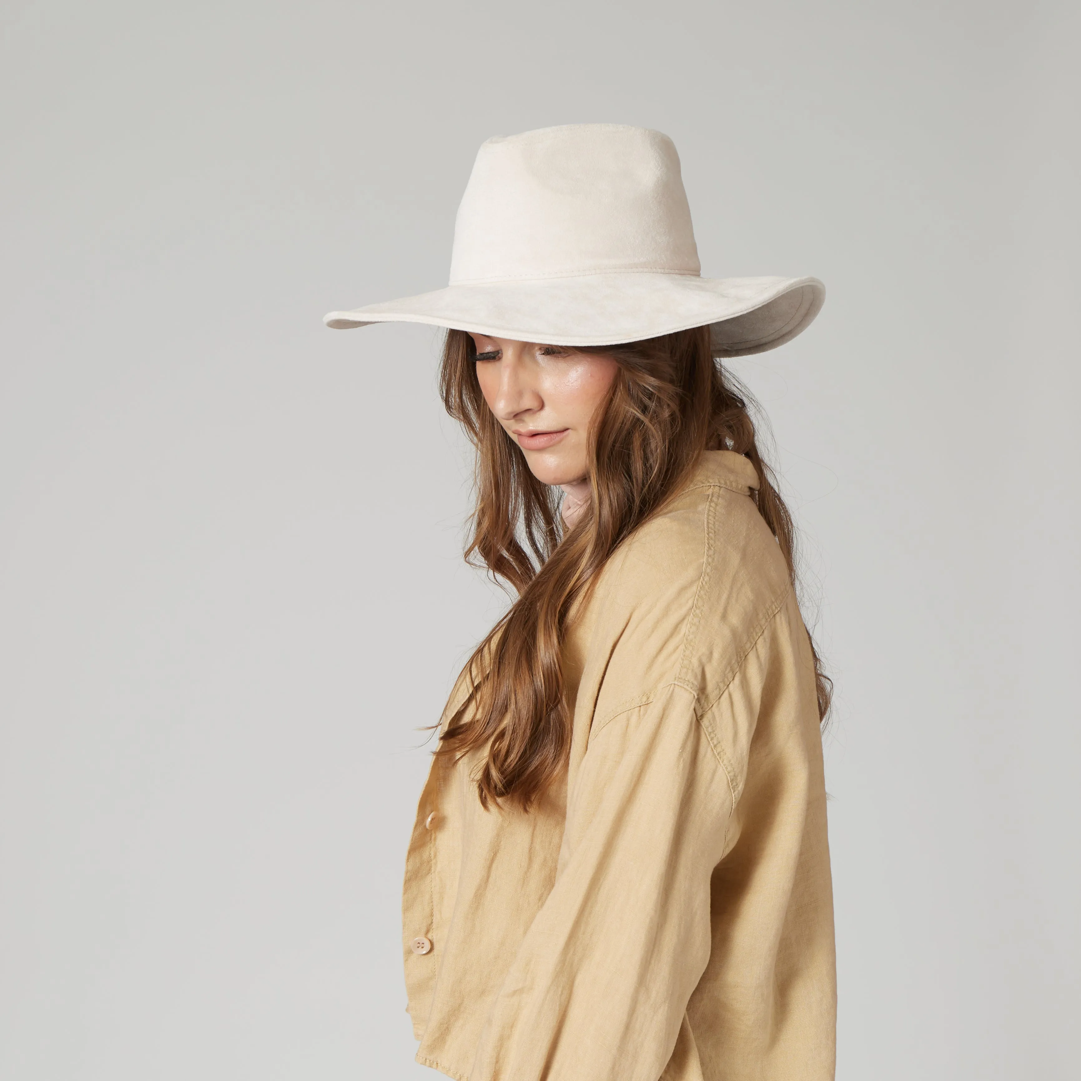 San Diego Hat Company Womens Fedoras Pioneer - Cut & Sew Faux Suede Fedora