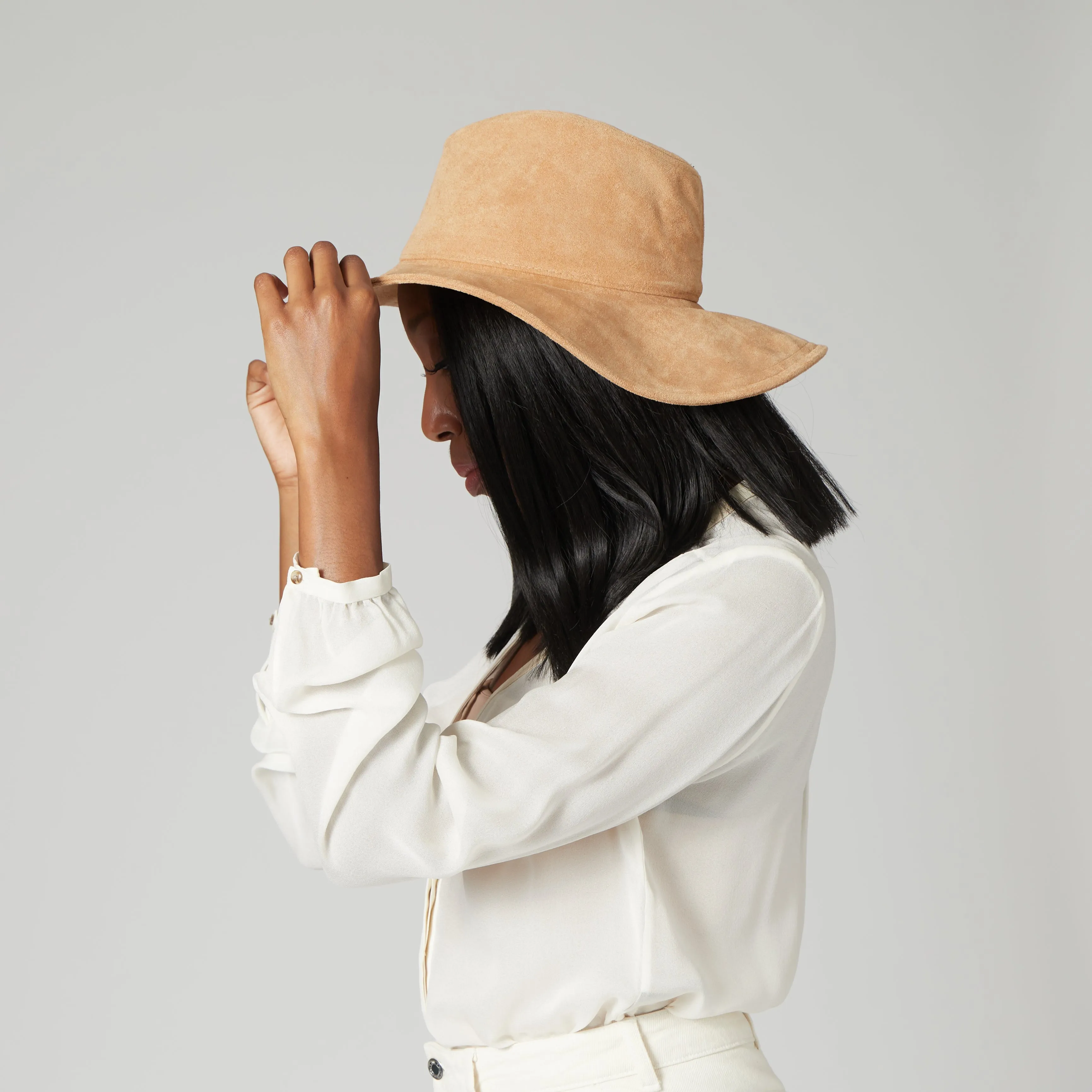 San Diego Hat Company Womens Fedoras Pioneer - Cut & Sew Faux Suede Fedora