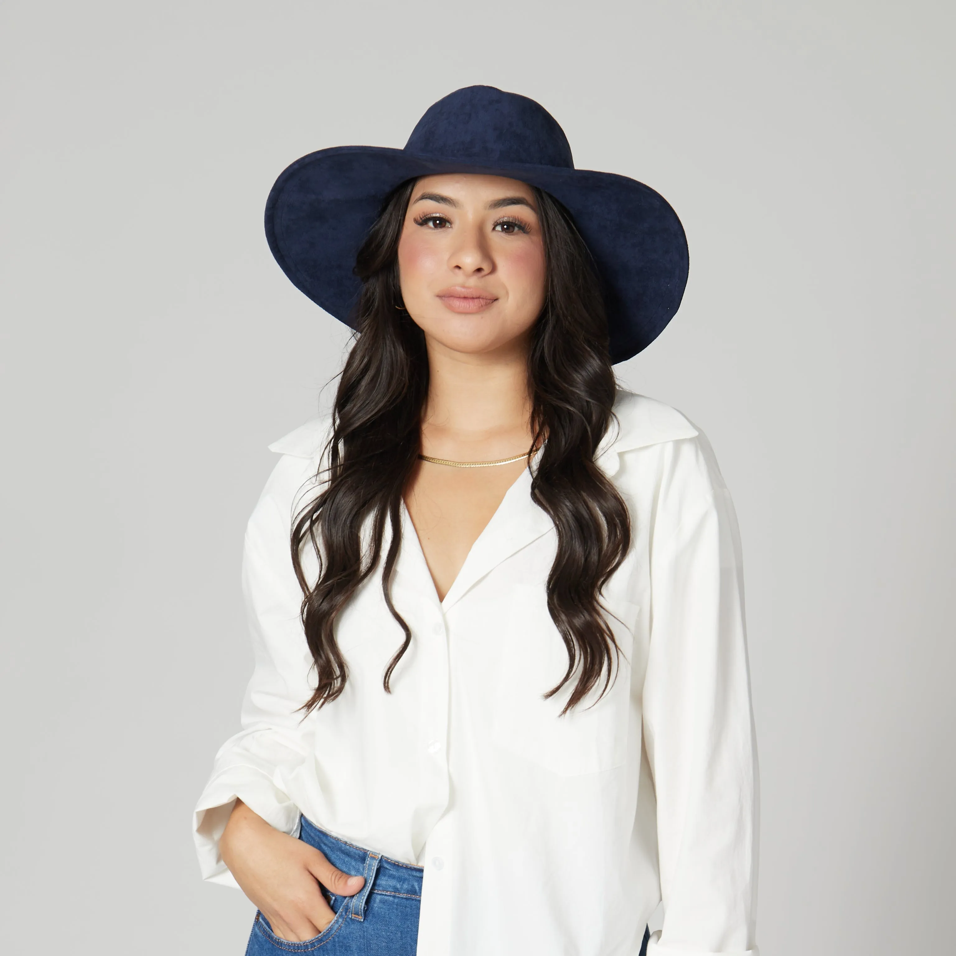 San Diego Hat Company Womens Fedoras Pioneer - Cut & Sew Faux Suede Fedora