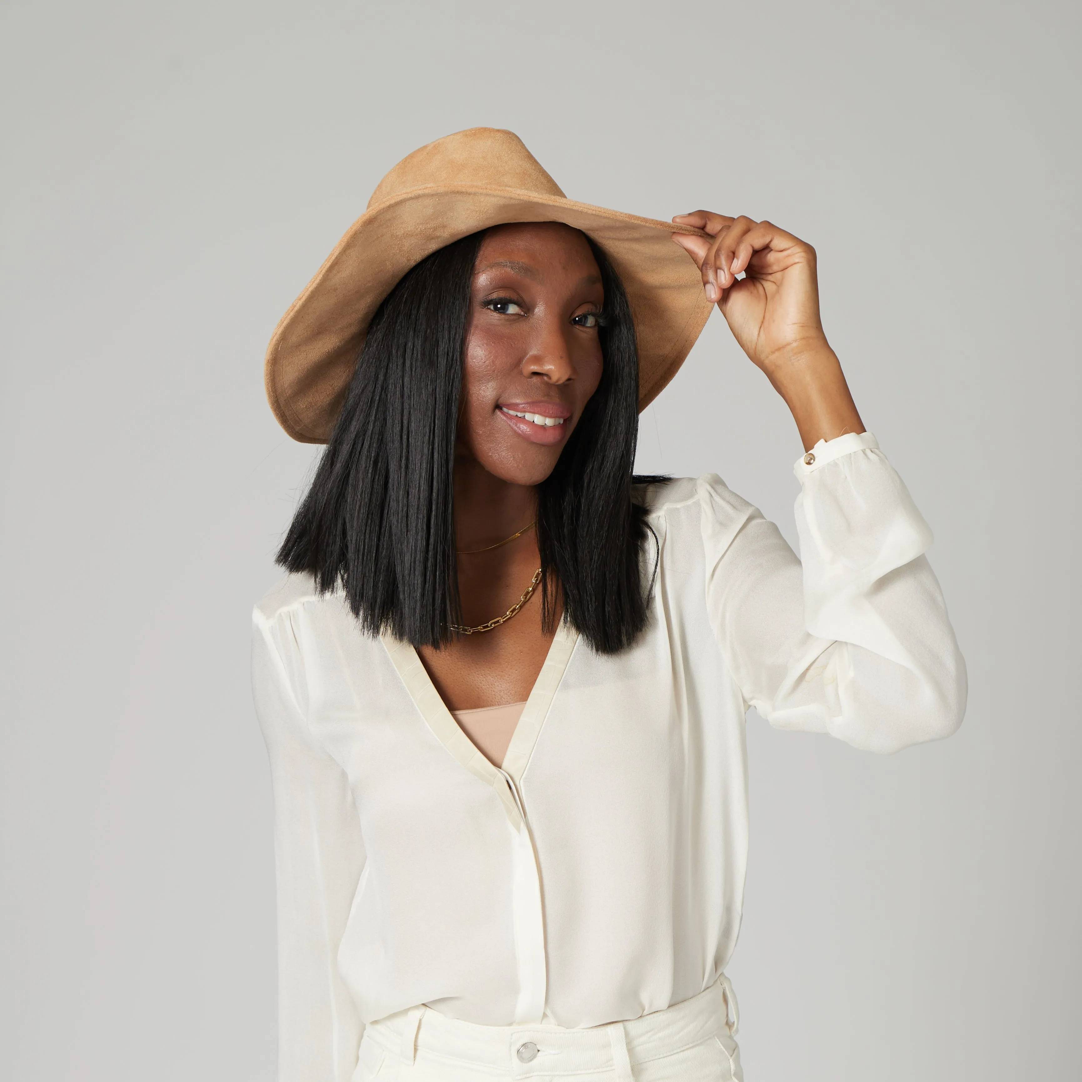 San Diego Hat Company Womens Fedoras Pioneer - Cut & Sew Faux Suede Fedora