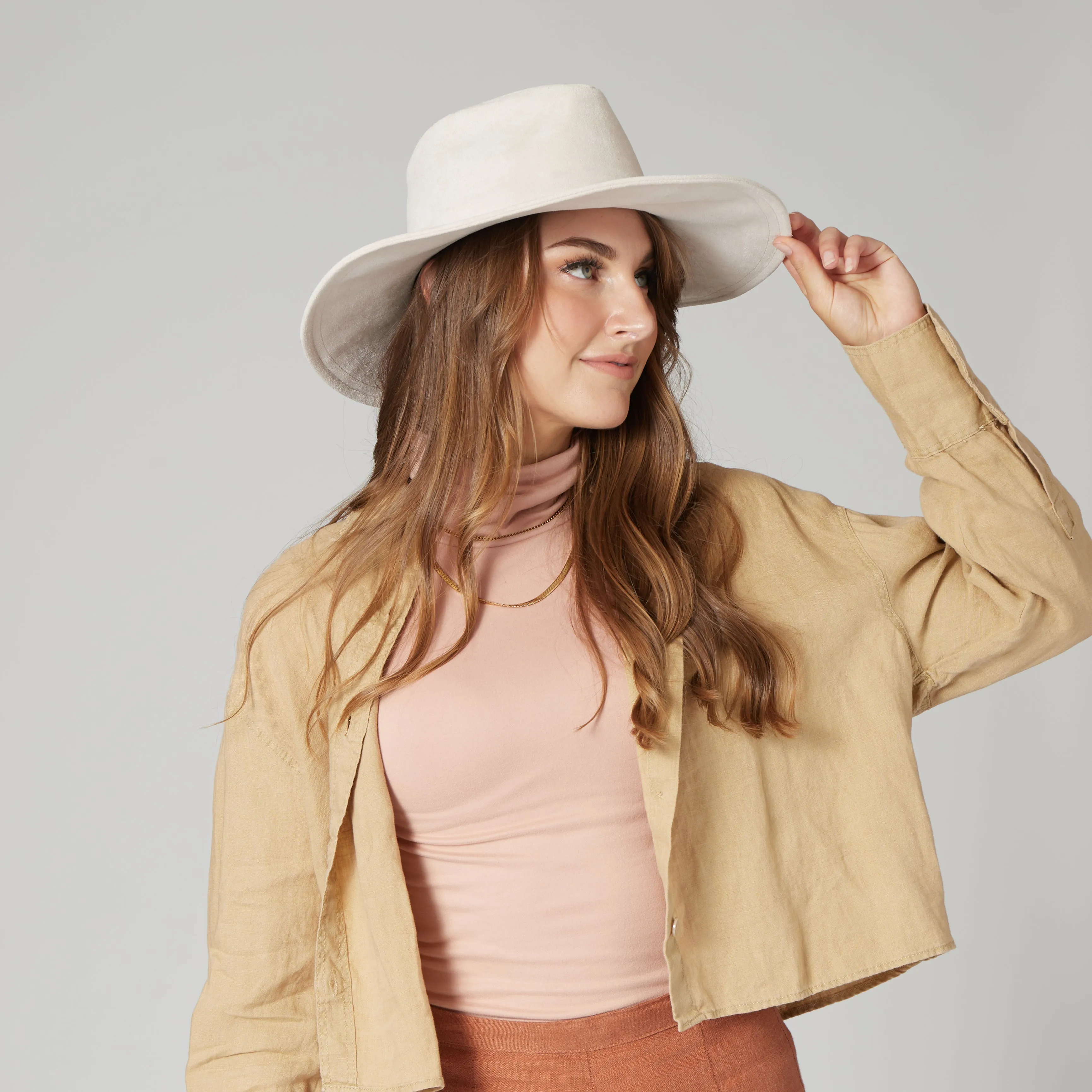 San Diego Hat Company Womens Fedoras Pioneer - Cut & Sew Faux Suede Fedora