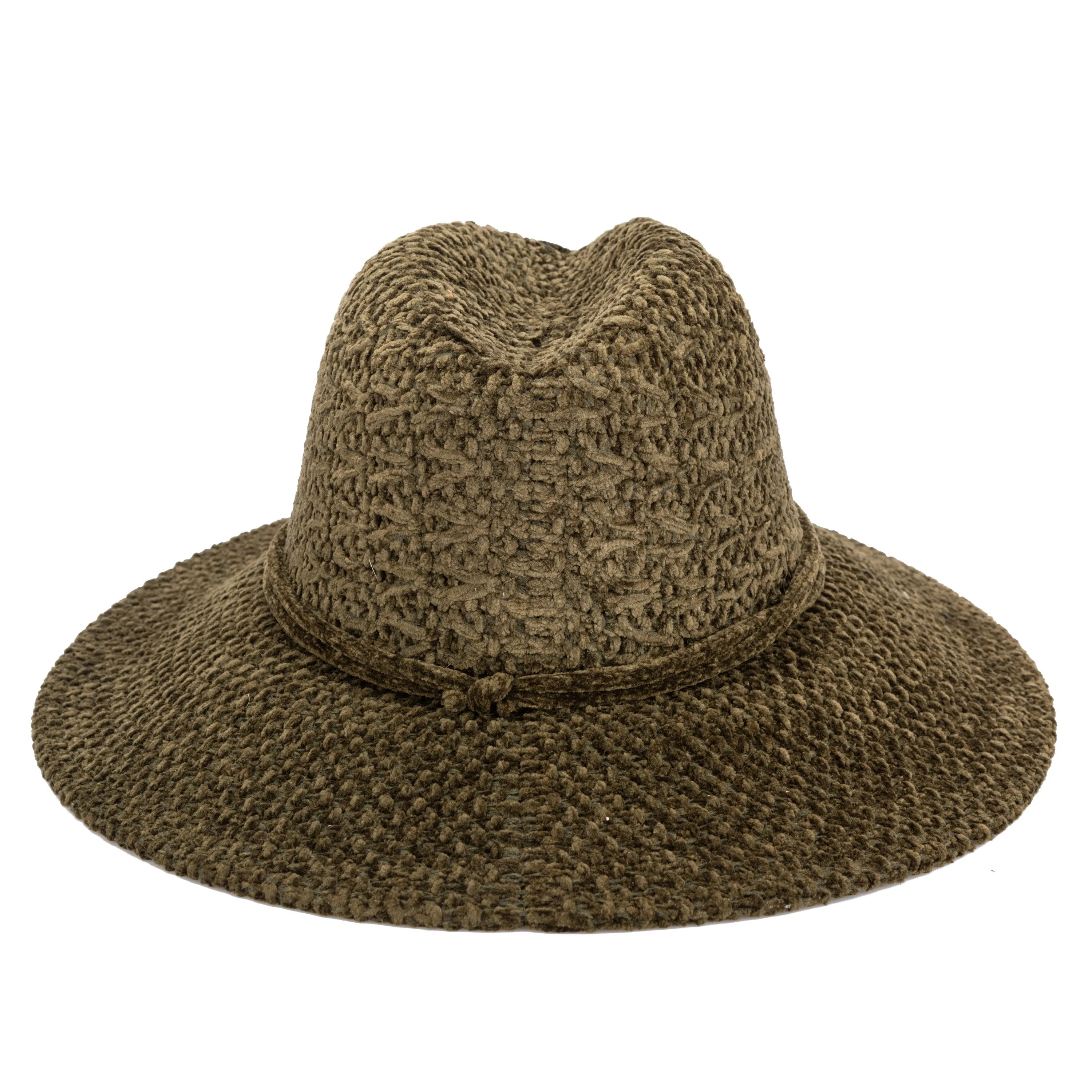 San Diego Hat Company Womens Fedoras Women's Chenille Knit Wide Brim Fedora