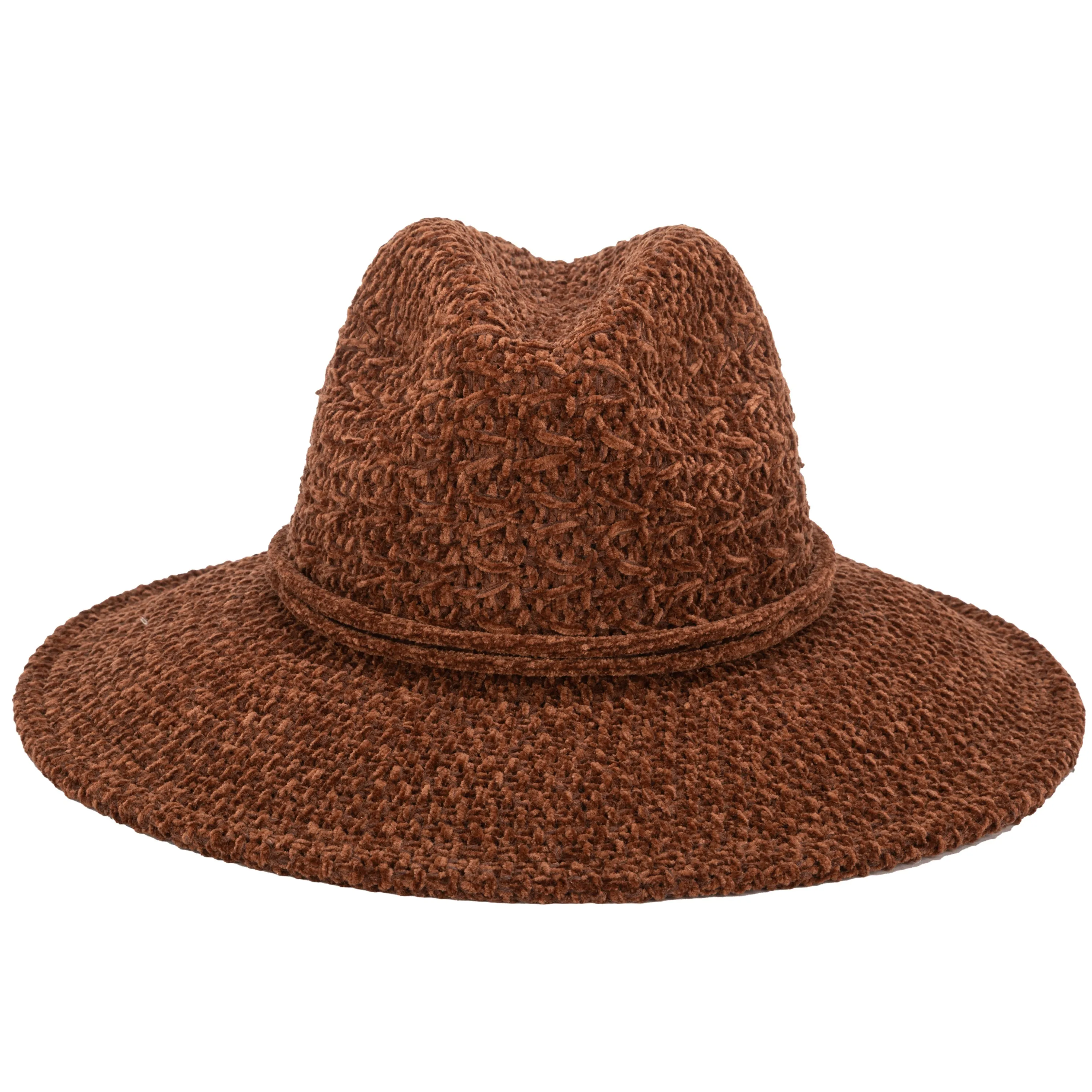 San Diego Hat Company Womens Fedoras Women's Chenille Knit Wide Brim Fedora