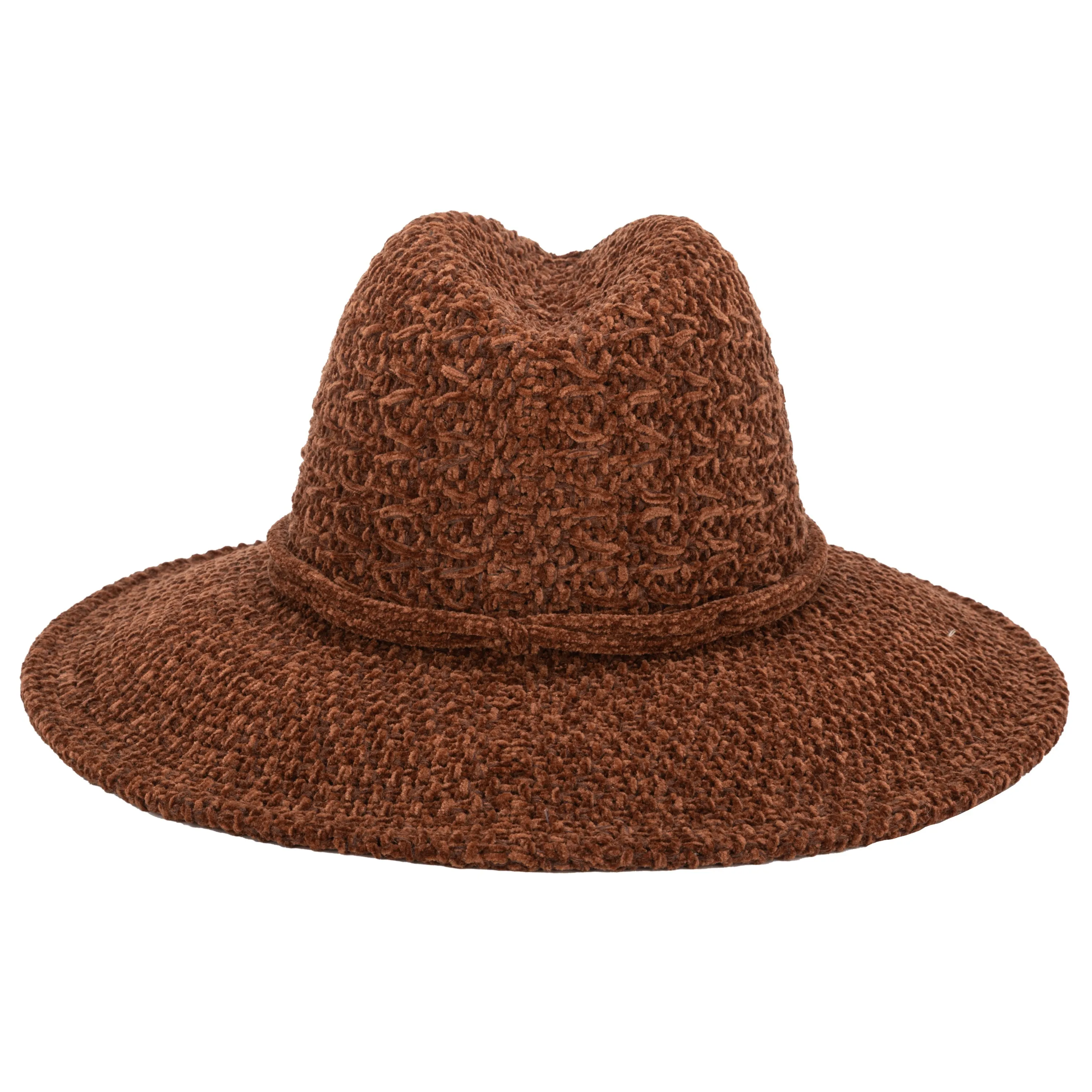 San Diego Hat Company Womens Fedoras Women's Chenille Knit Wide Brim Fedora