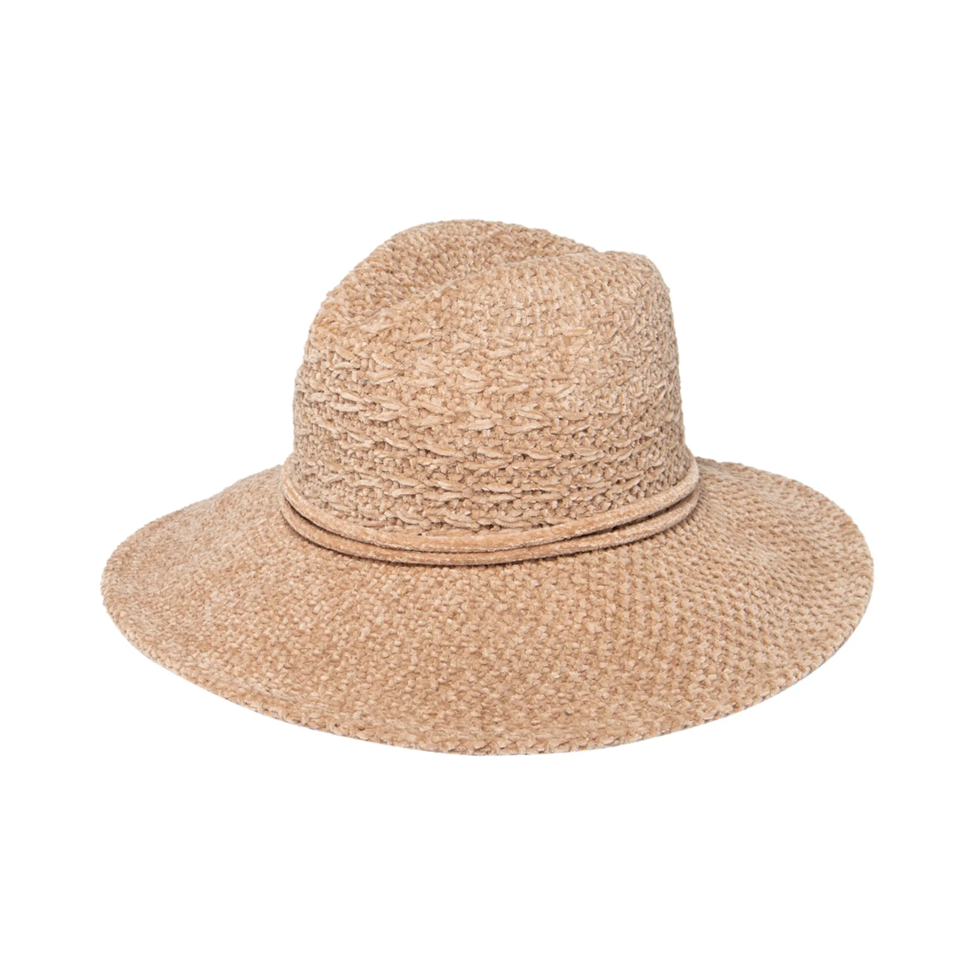 San Diego Hat Company Womens Fedoras Women's Chenille Knit Wide Brim Fedora