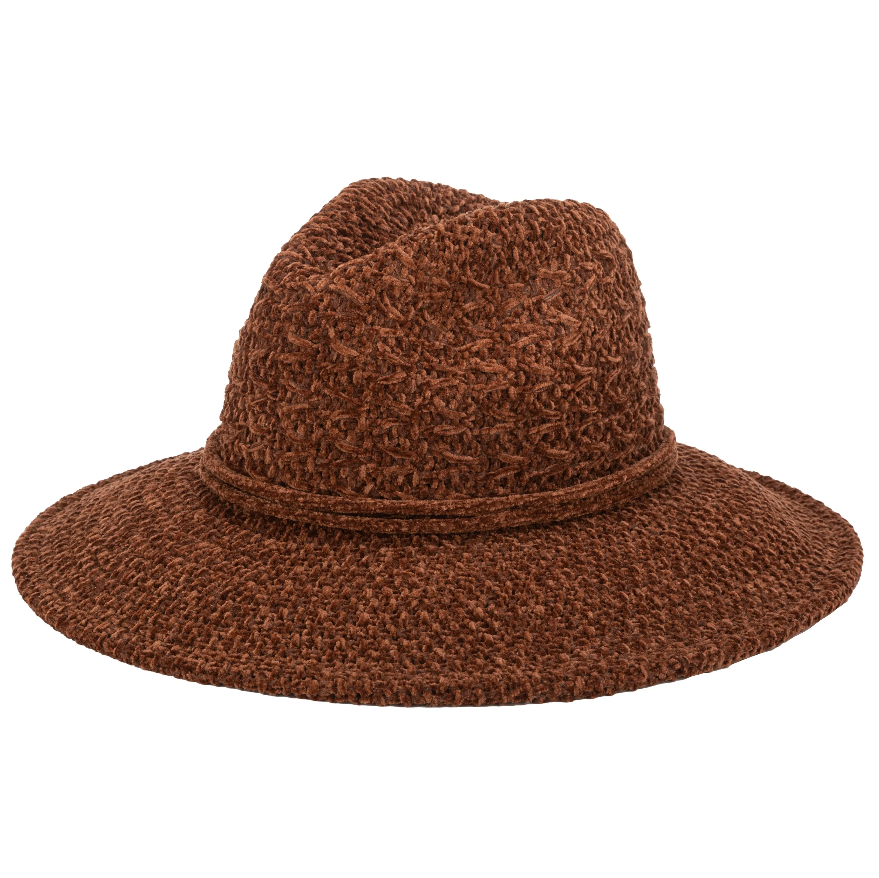 San Diego Hat Company Womens Fedoras Women's Chenille Knit Wide Brim Fedora