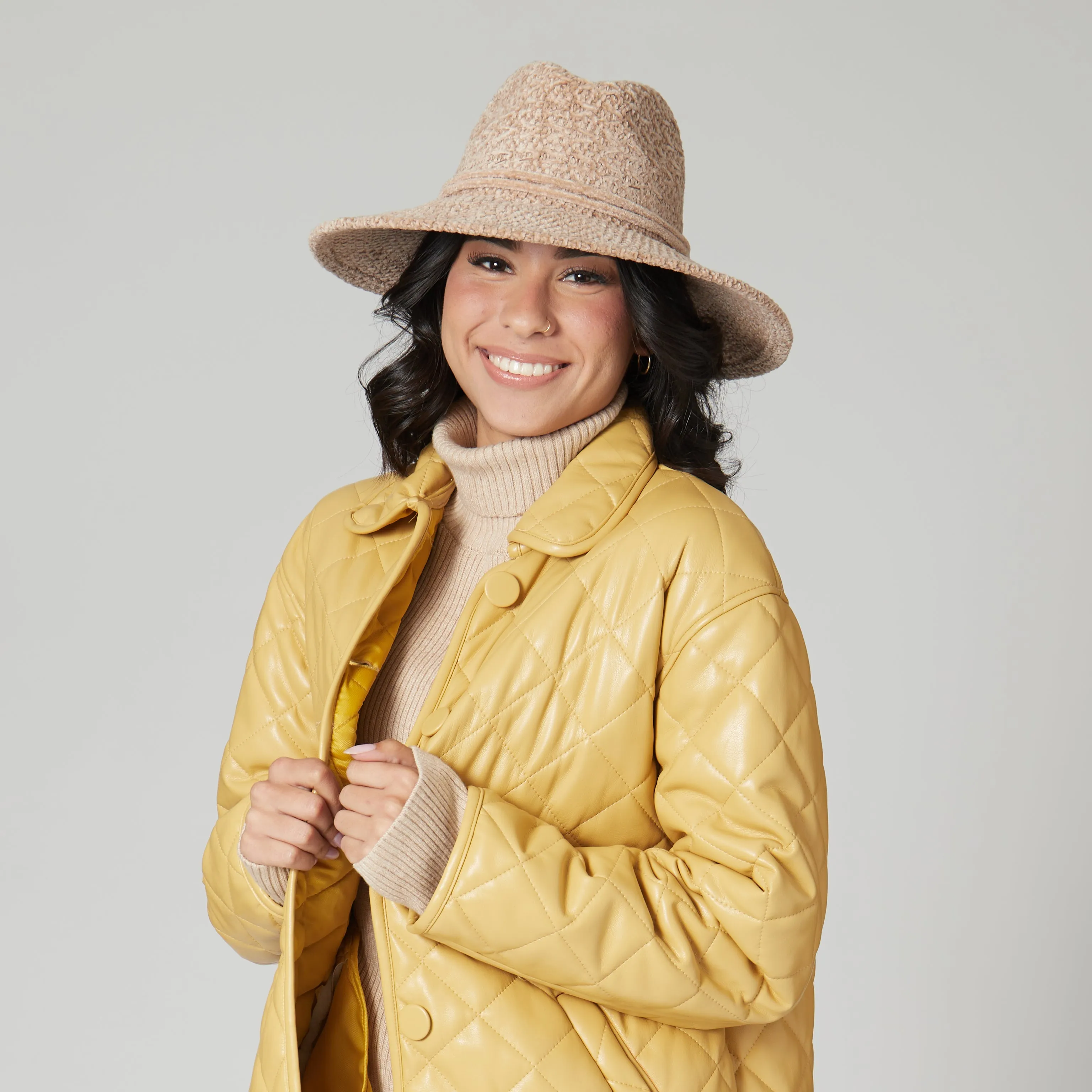 San Diego Hat Company Womens Fedoras Women's Chenille Knit Wide Brim Fedora