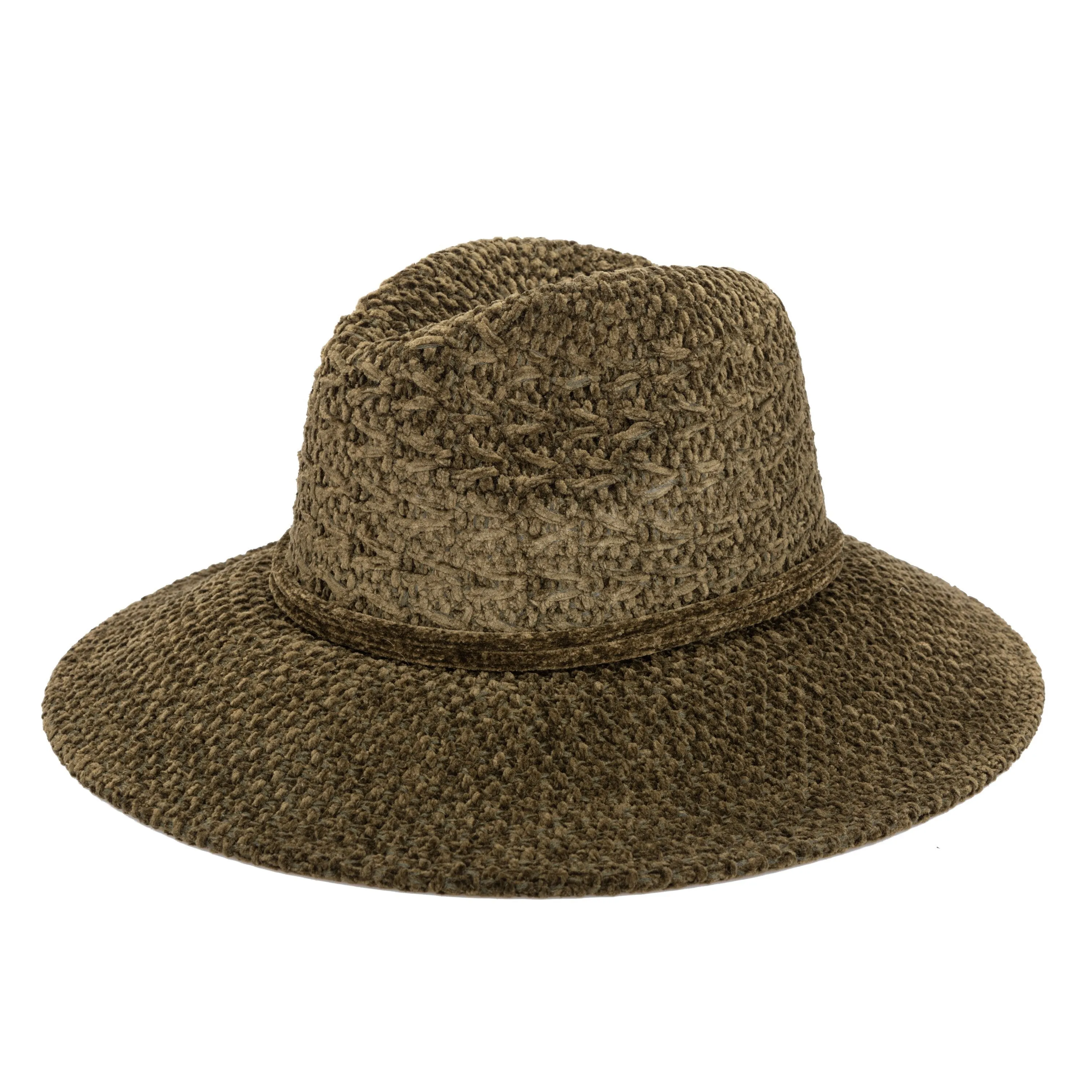 San Diego Hat Company Womens Fedoras Women's Chenille Knit Wide Brim Fedora
