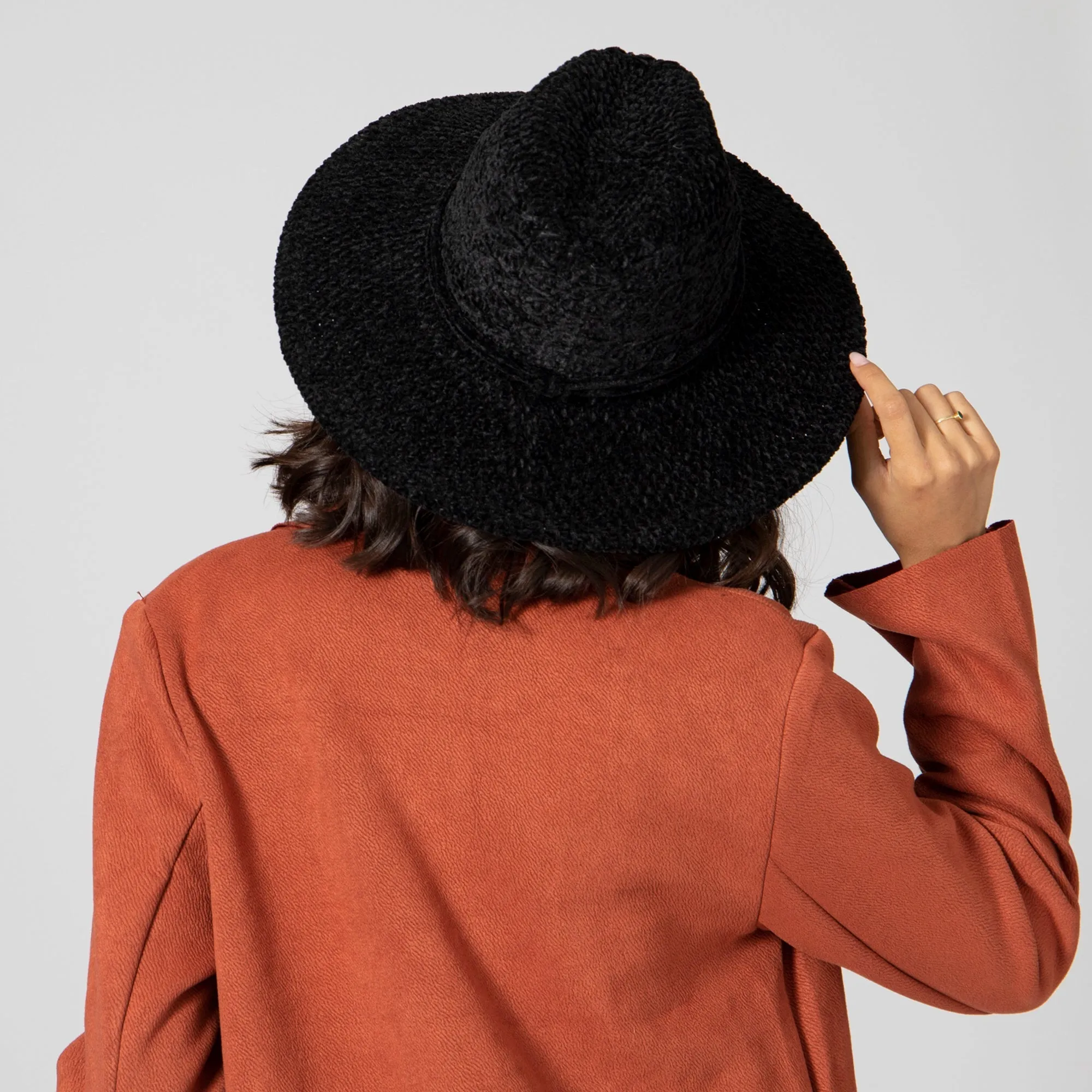 San Diego Hat Company Womens Fedoras Women's Chenille Knit Wide Brim Fedora