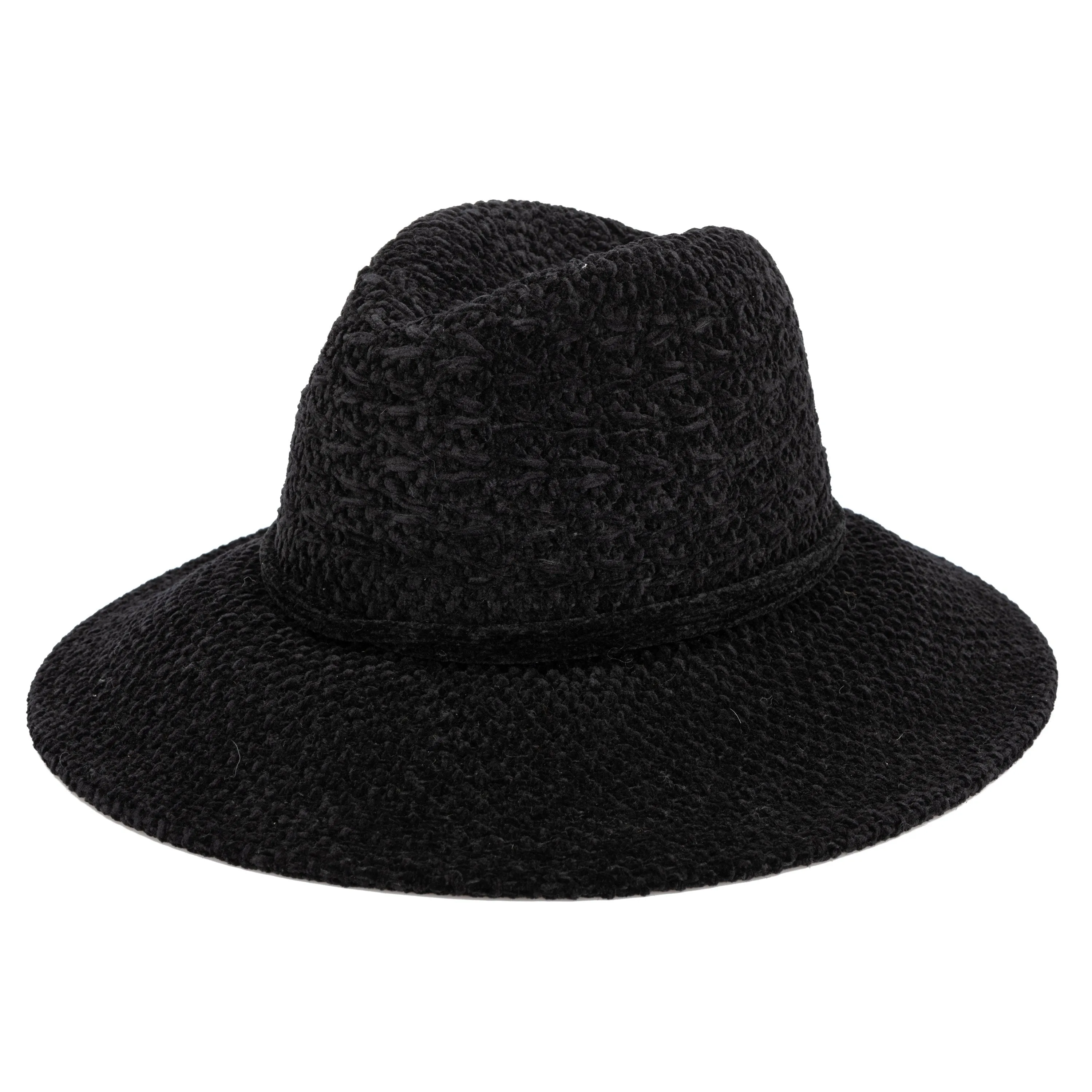 San Diego Hat Company Womens Fedoras Women's Chenille Knit Wide Brim Fedora