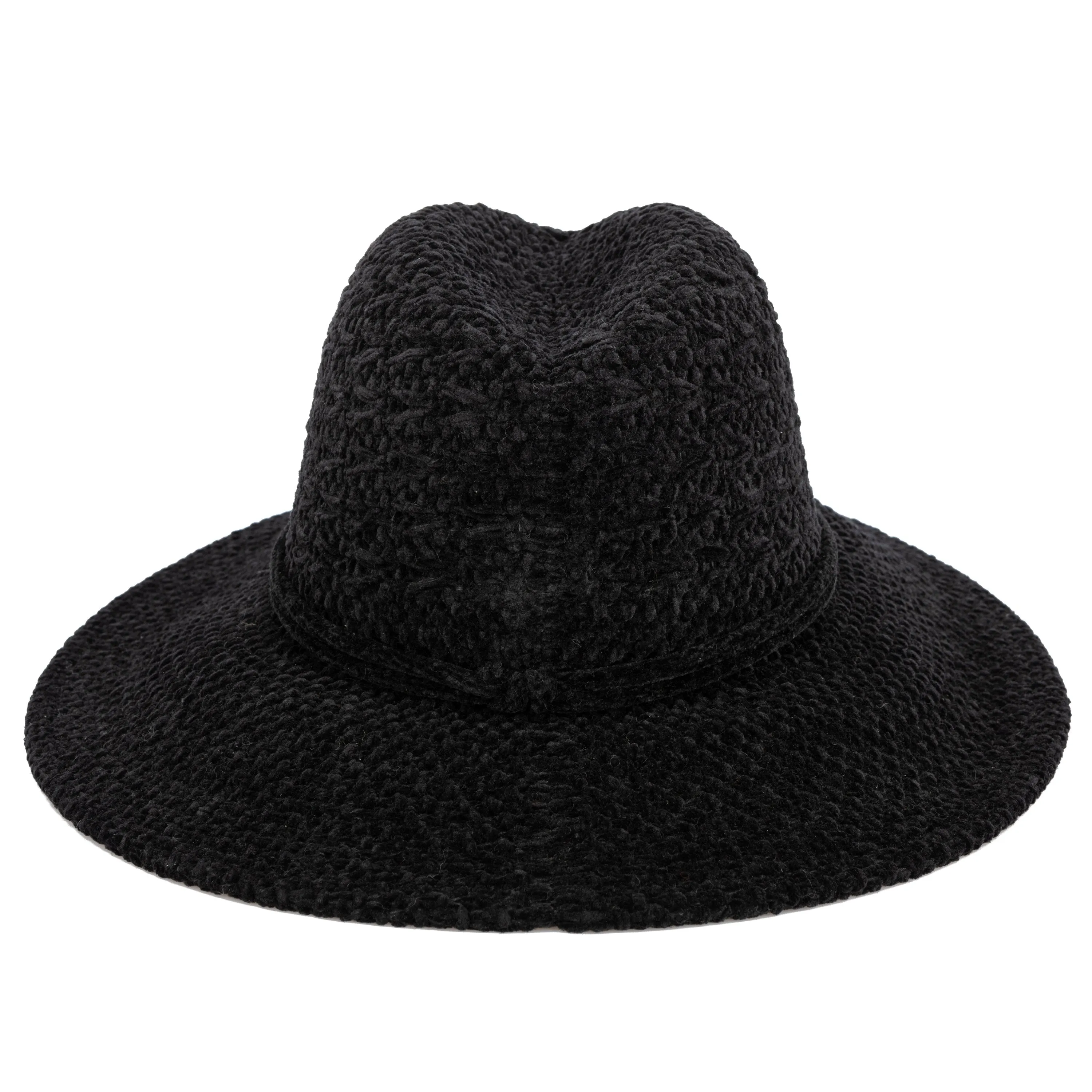 San Diego Hat Company Womens Fedoras Women's Chenille Knit Wide Brim Fedora