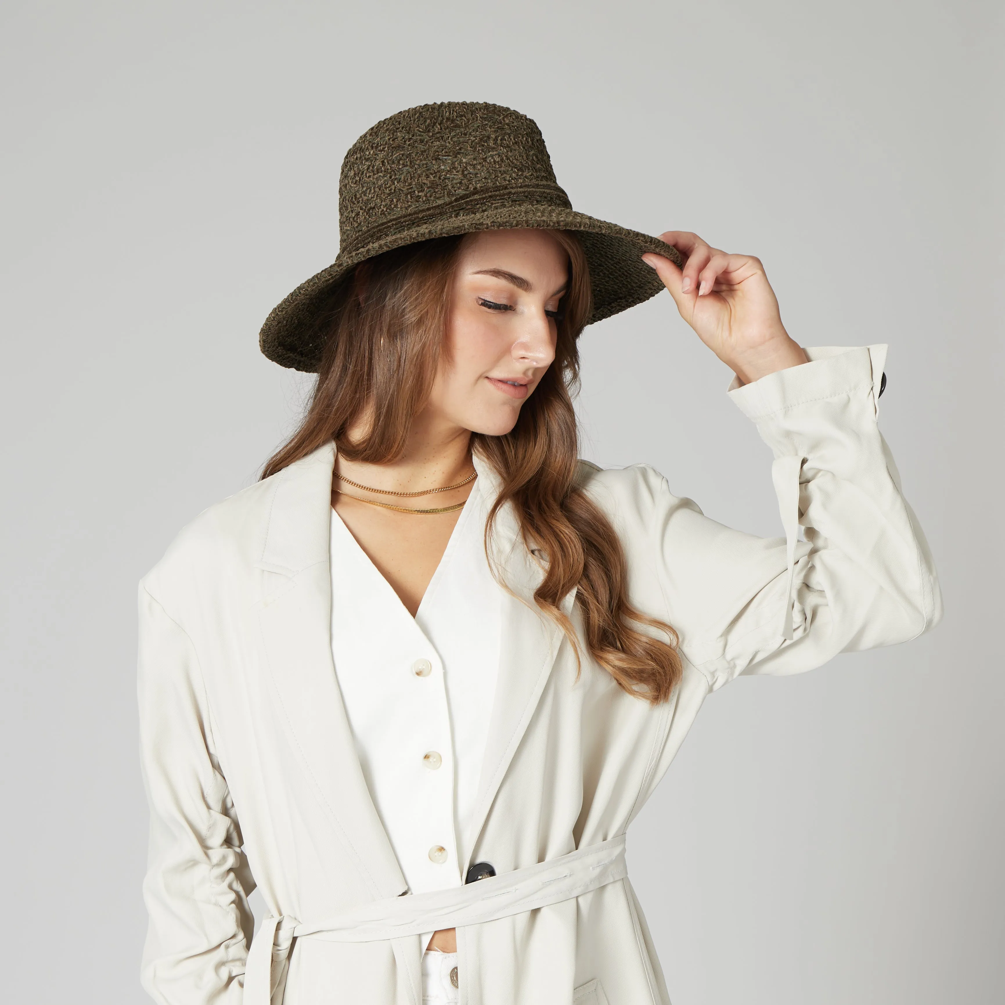 San Diego Hat Company Womens Fedoras Women's Chenille Knit Wide Brim Fedora