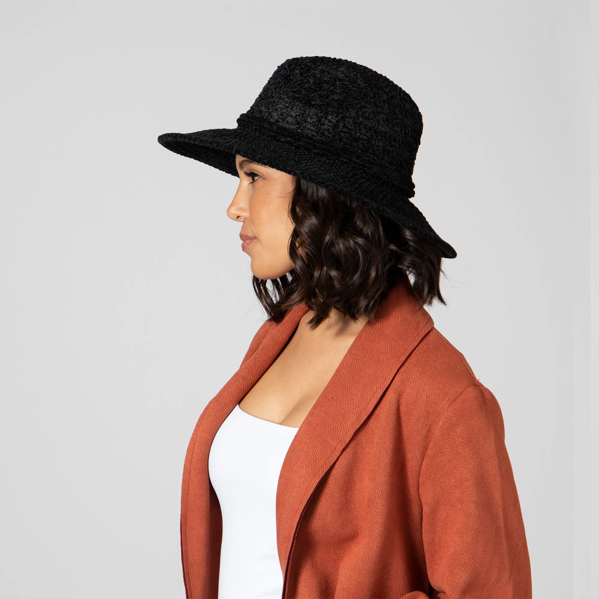 San Diego Hat Company Womens Fedoras Women's Chenille Knit Wide Brim Fedora