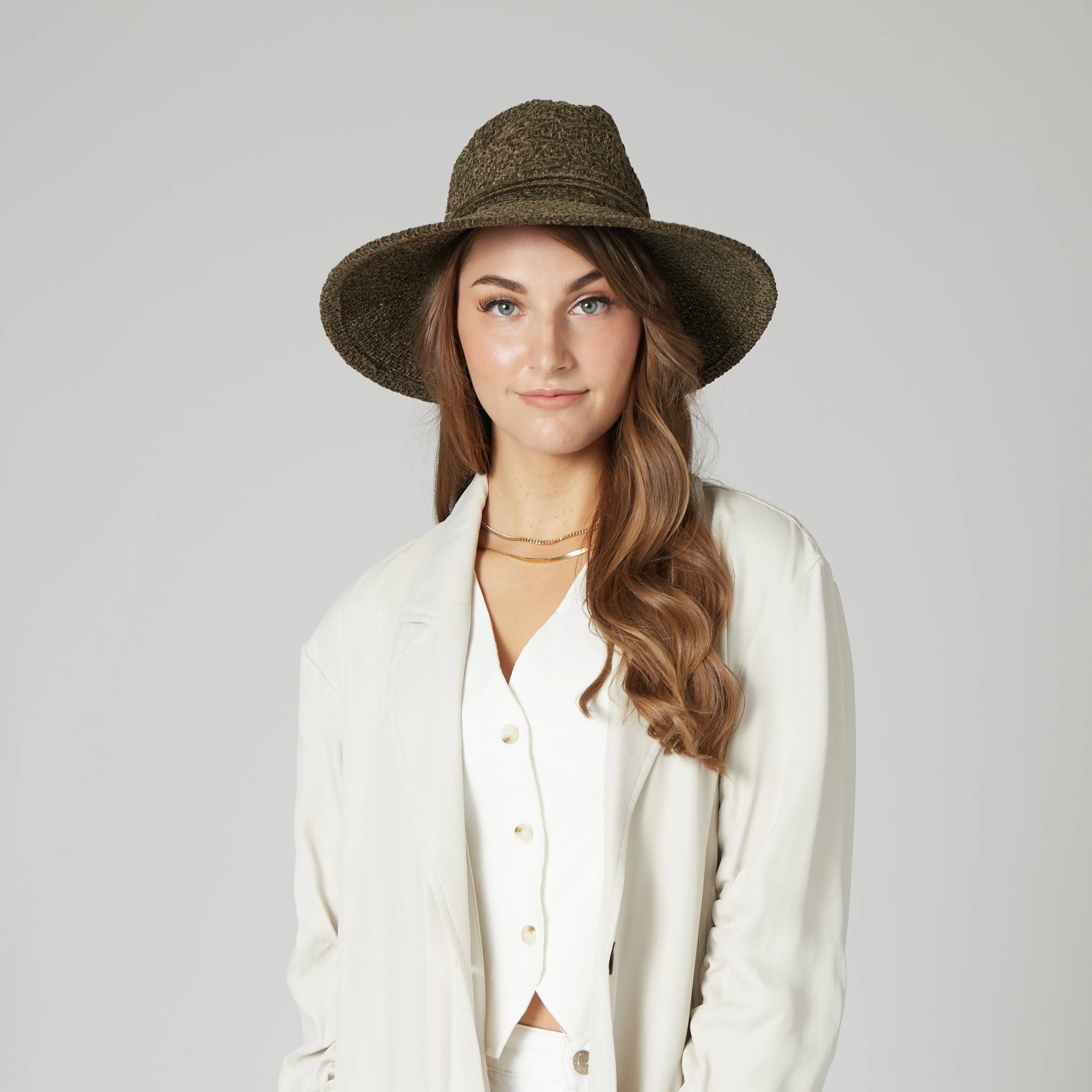 San Diego Hat Company Womens Fedoras Women's Chenille Knit Wide Brim Fedora