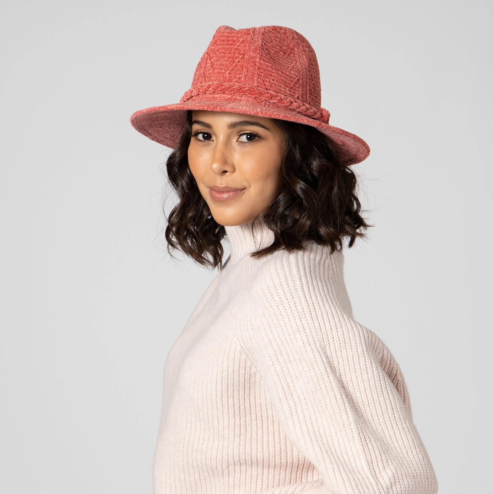 San Diego Hat Company Womens Fedoras Women's Chenille Patterned Knit