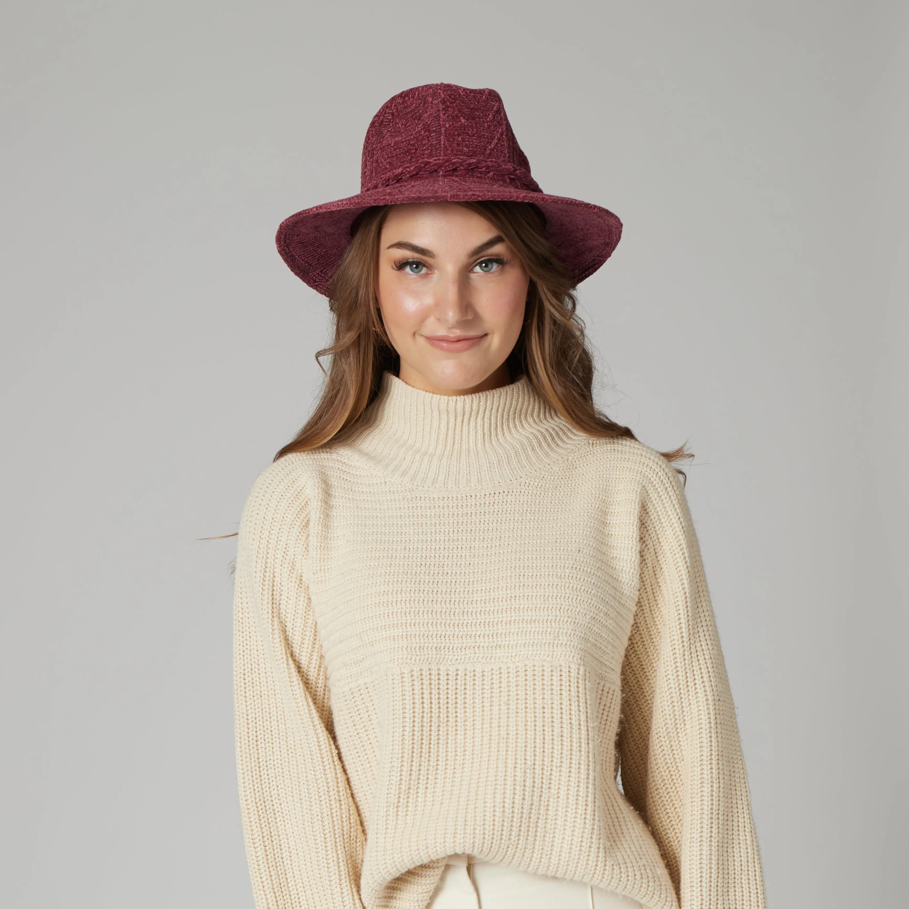 San Diego Hat Company Womens Fedoras Women's Chenille Patterned Knit