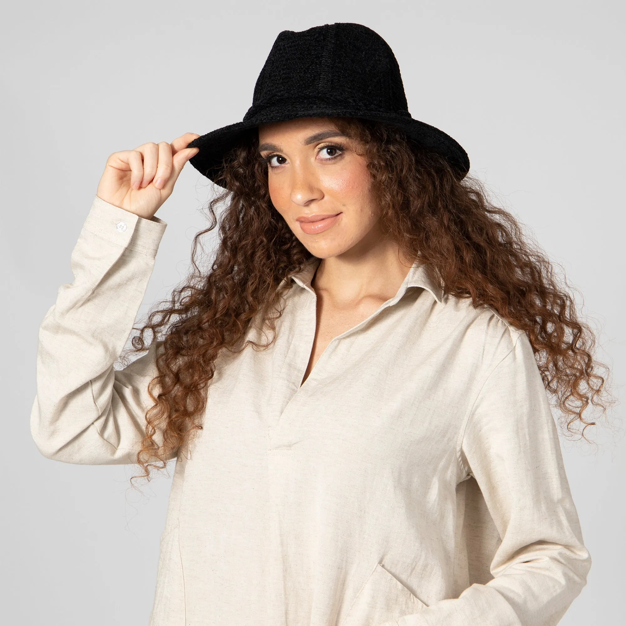 San Diego Hat Company Womens Fedoras Women's Chenille Patterned Knit