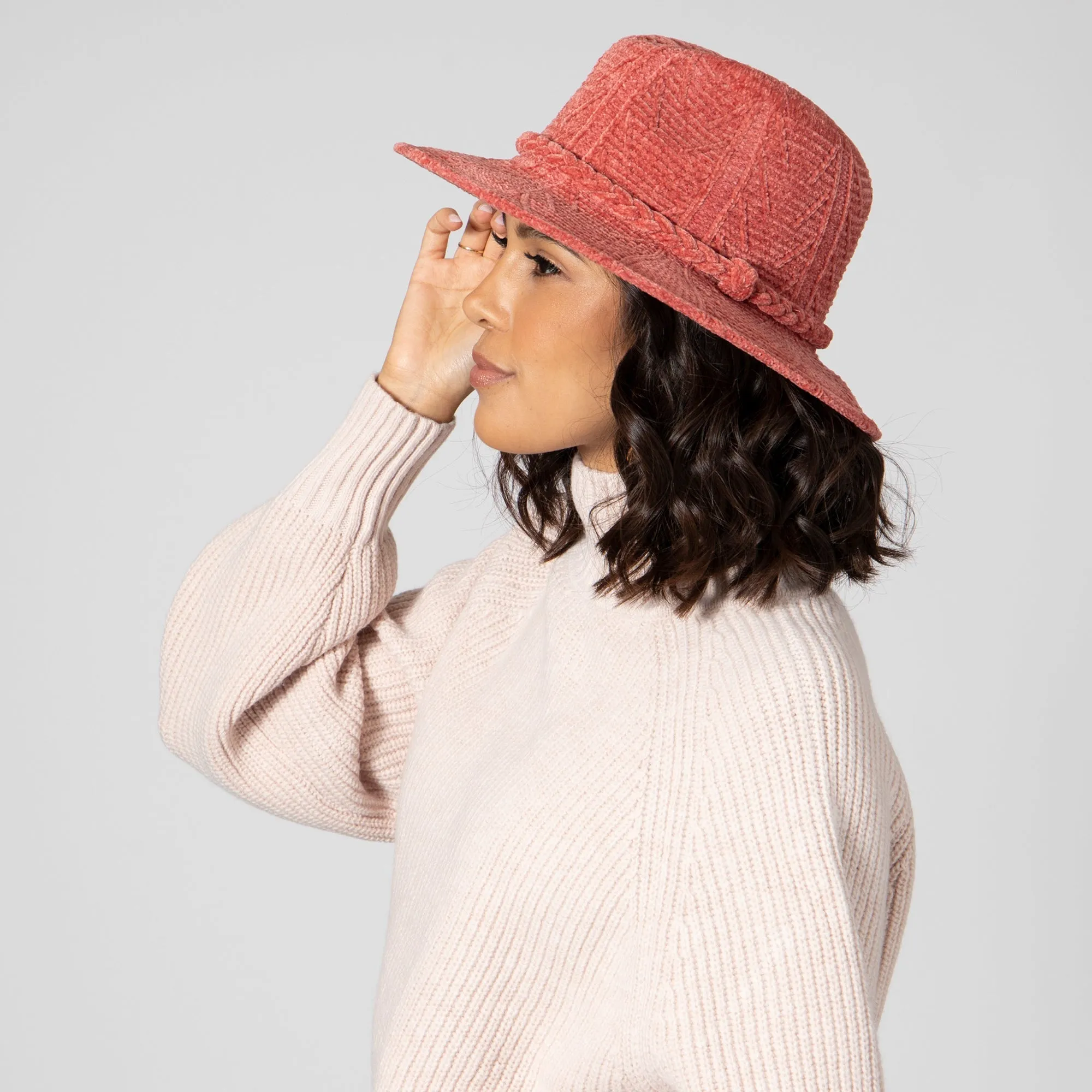 San Diego Hat Company Womens Fedoras Women's Chenille Patterned Knit