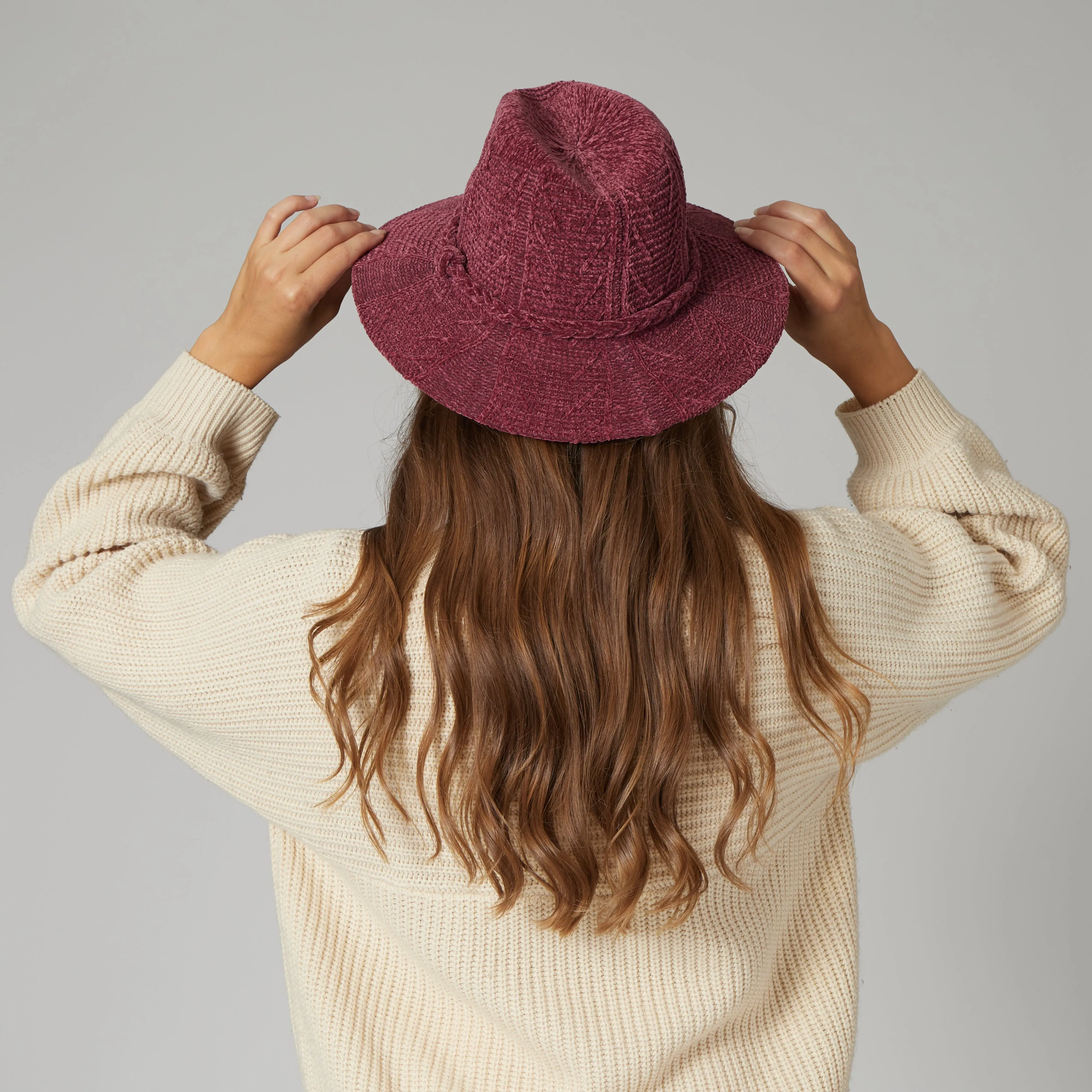 San Diego Hat Company Womens Fedoras Women's Chenille Patterned Knit