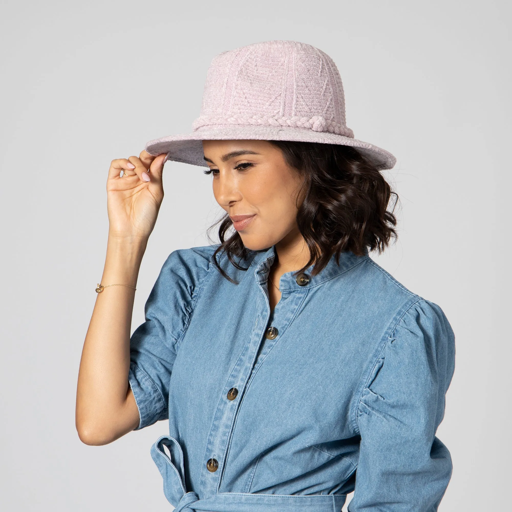 San Diego Hat Company Womens Fedoras Women's Chenille Patterned Knit
