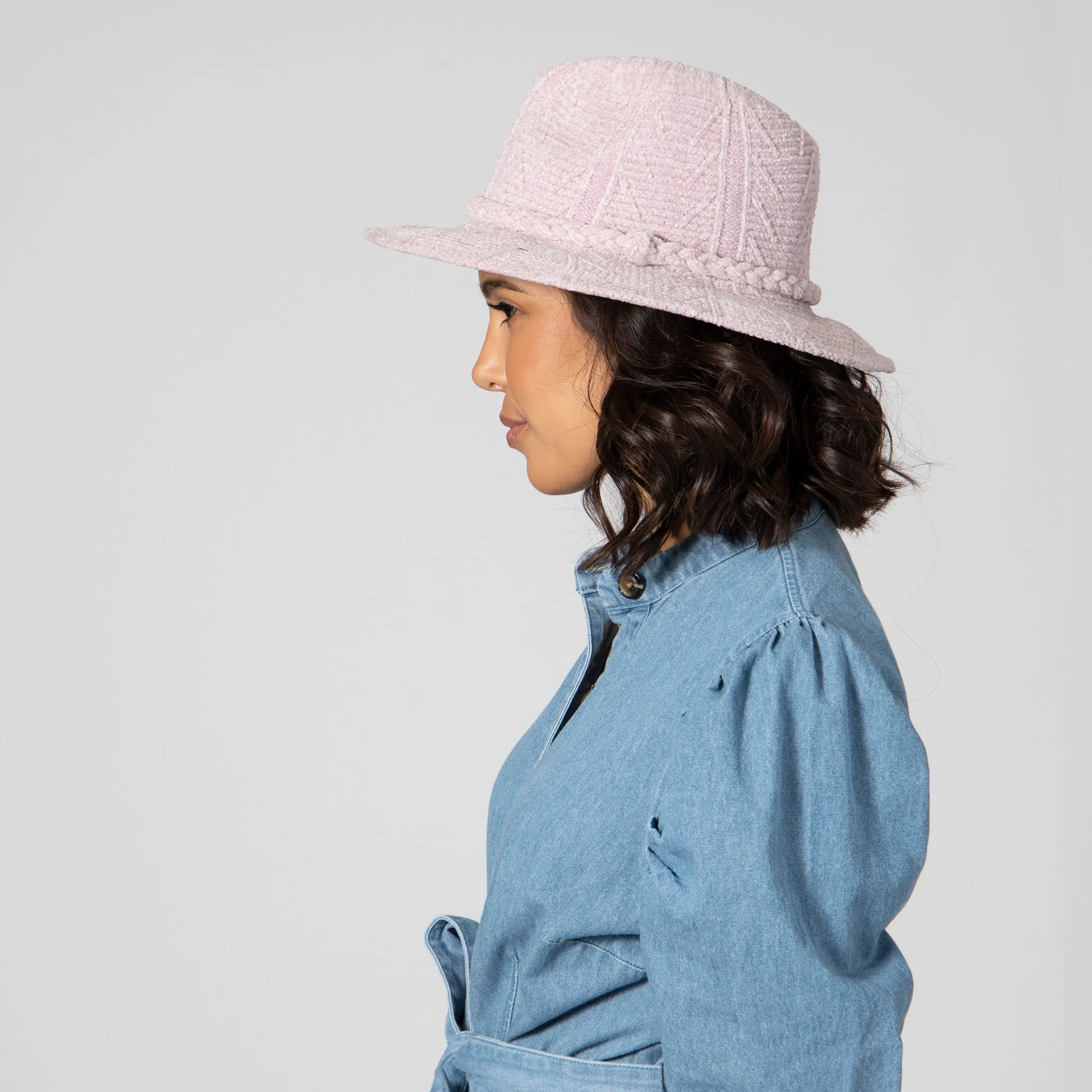San Diego Hat Company Womens Fedoras Women's Chenille Patterned Knit