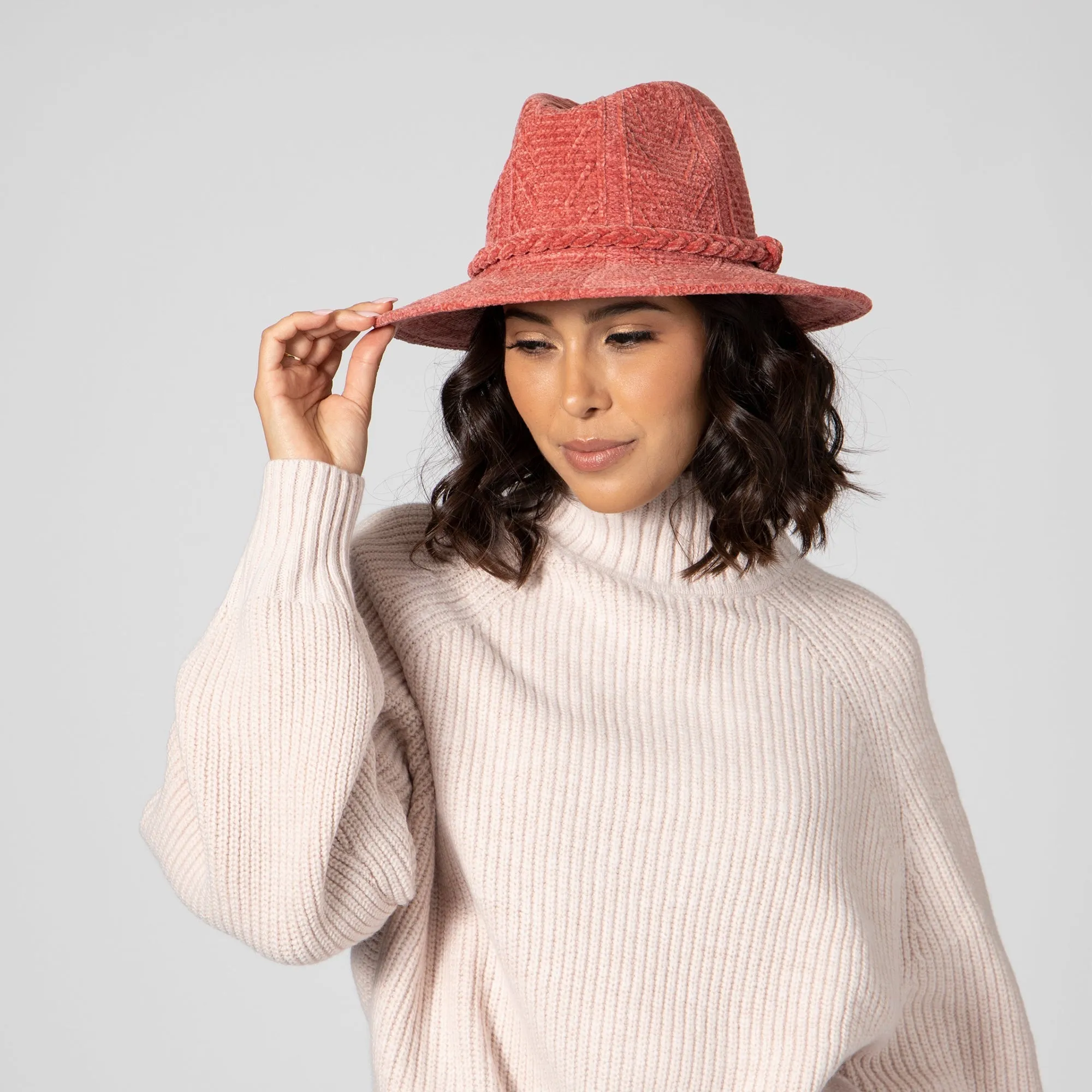San Diego Hat Company Womens Fedoras Women's Chenille Patterned Knit