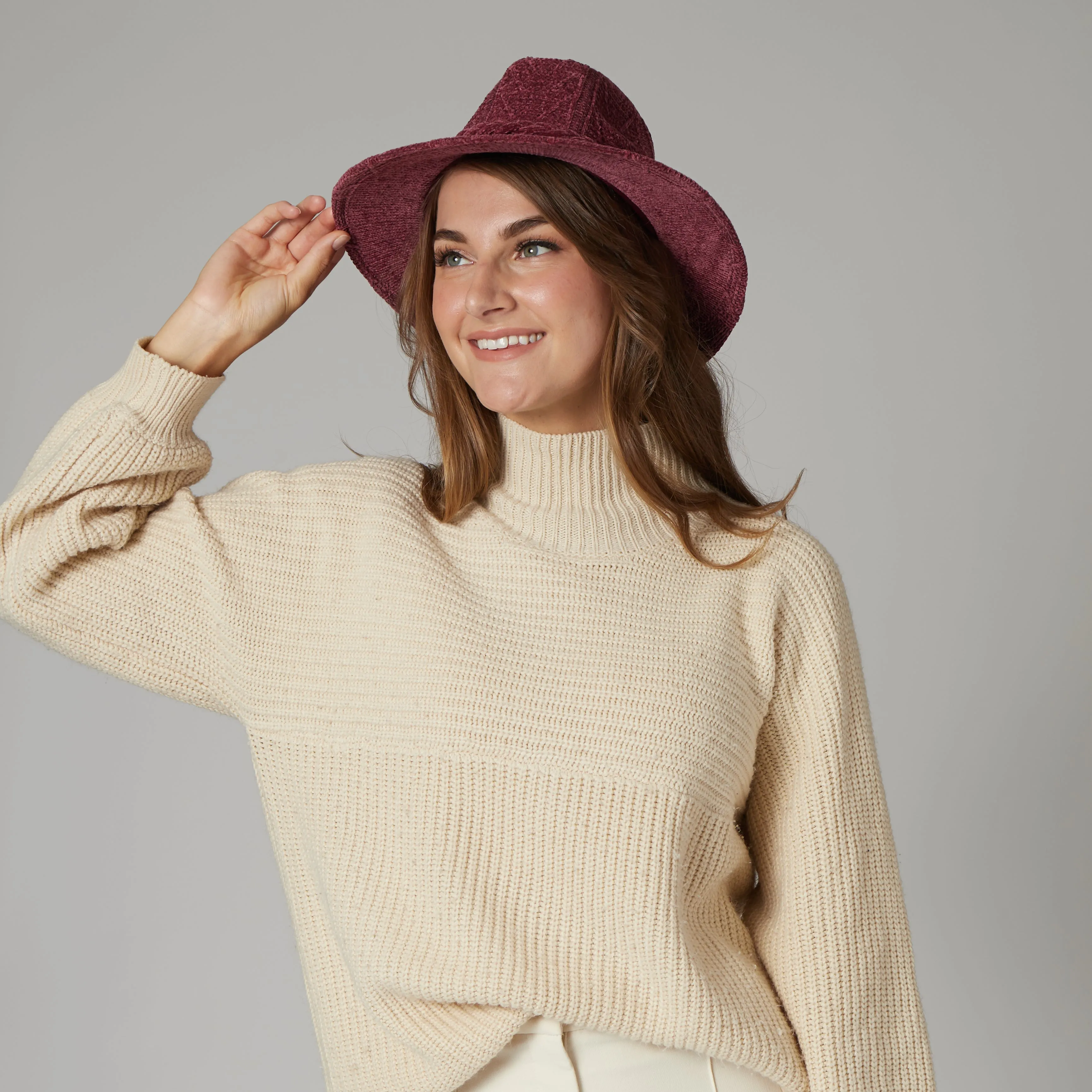 San Diego Hat Company Womens Fedoras Women's Chenille Patterned Knit