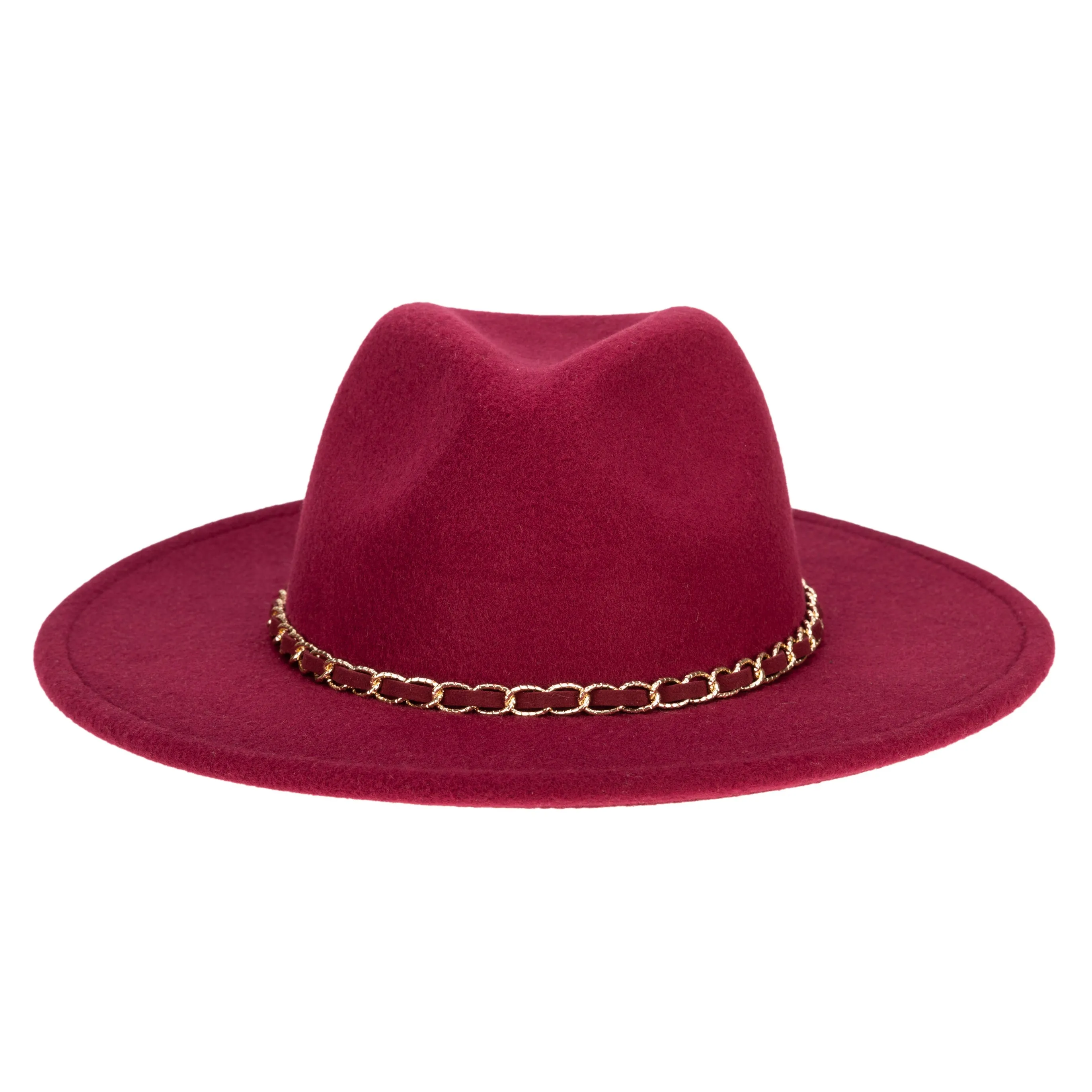 San Diego Hat Company Womens Fedoras Women's Faux Felt Fedora W/ Gold Chain Trim
