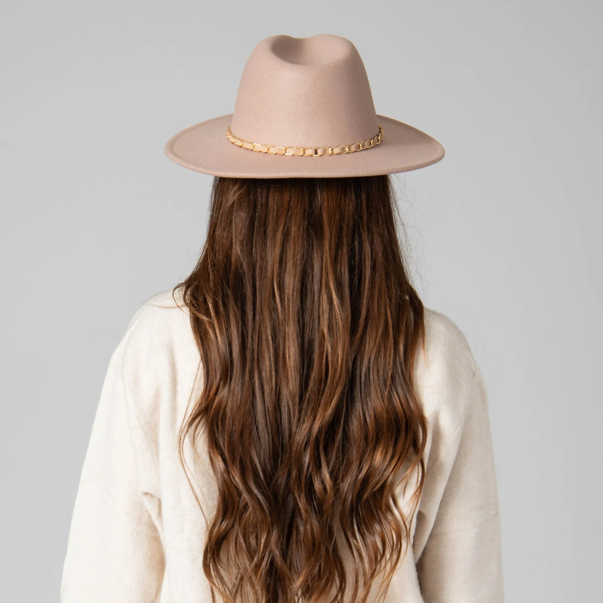San Diego Hat Company Womens Fedoras Women's Faux Felt Fedora W/ Gold Chain Trim