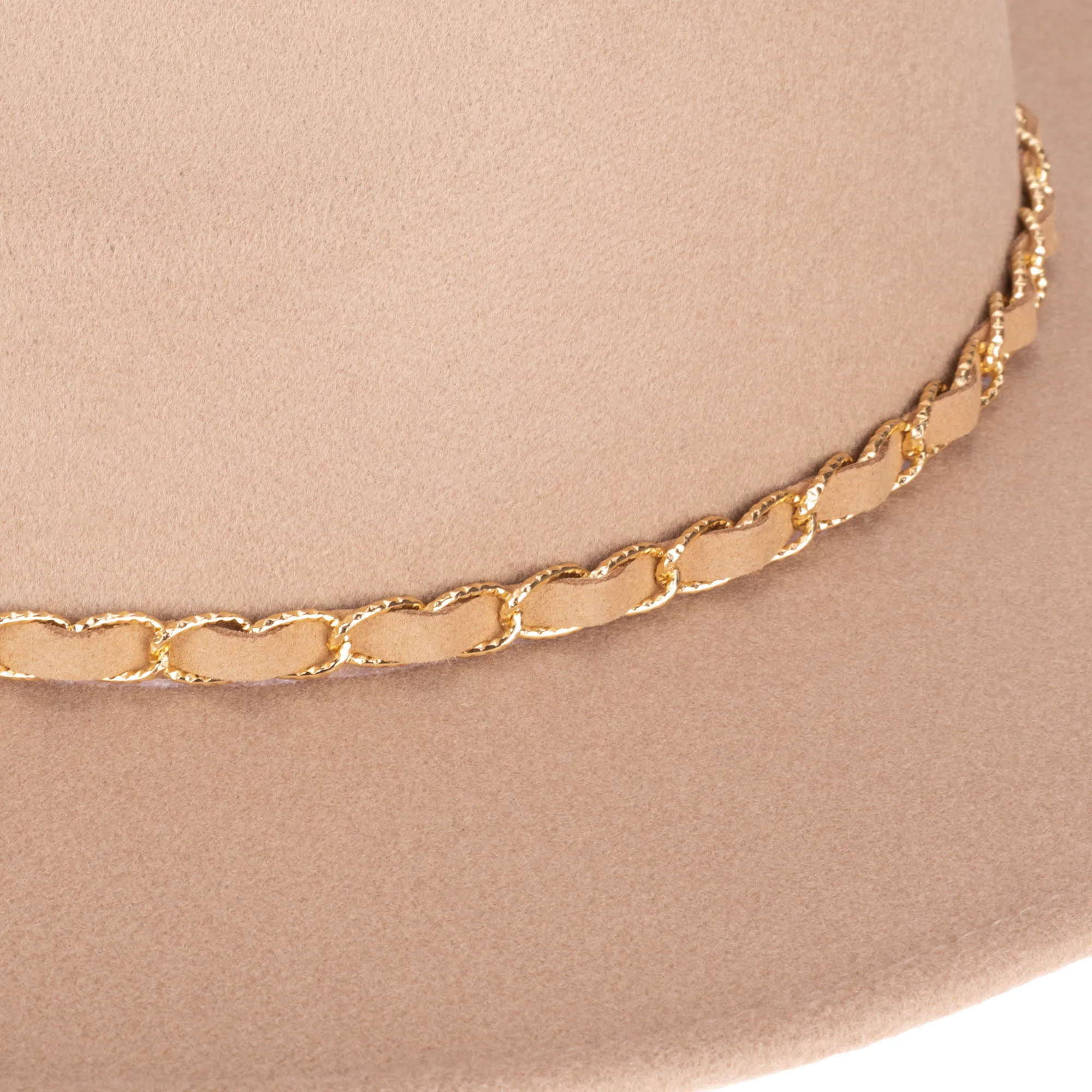 San Diego Hat Company Womens Fedoras Women's Faux Felt Fedora W/ Gold Chain Trim