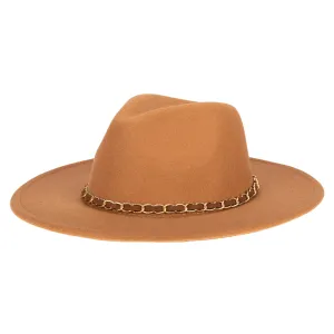 San Diego Hat Company Womens Fedoras Women's Faux Felt Fedora W/ Gold Chain Trim