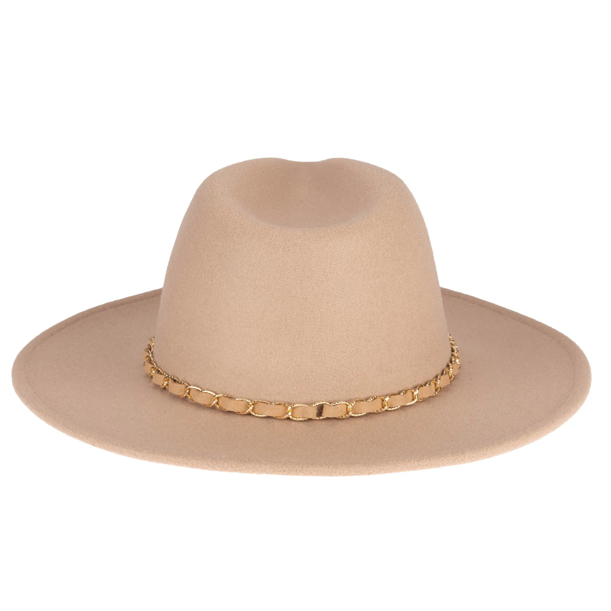 San Diego Hat Company Womens Fedoras Women's Faux Felt Fedora W/ Gold Chain Trim