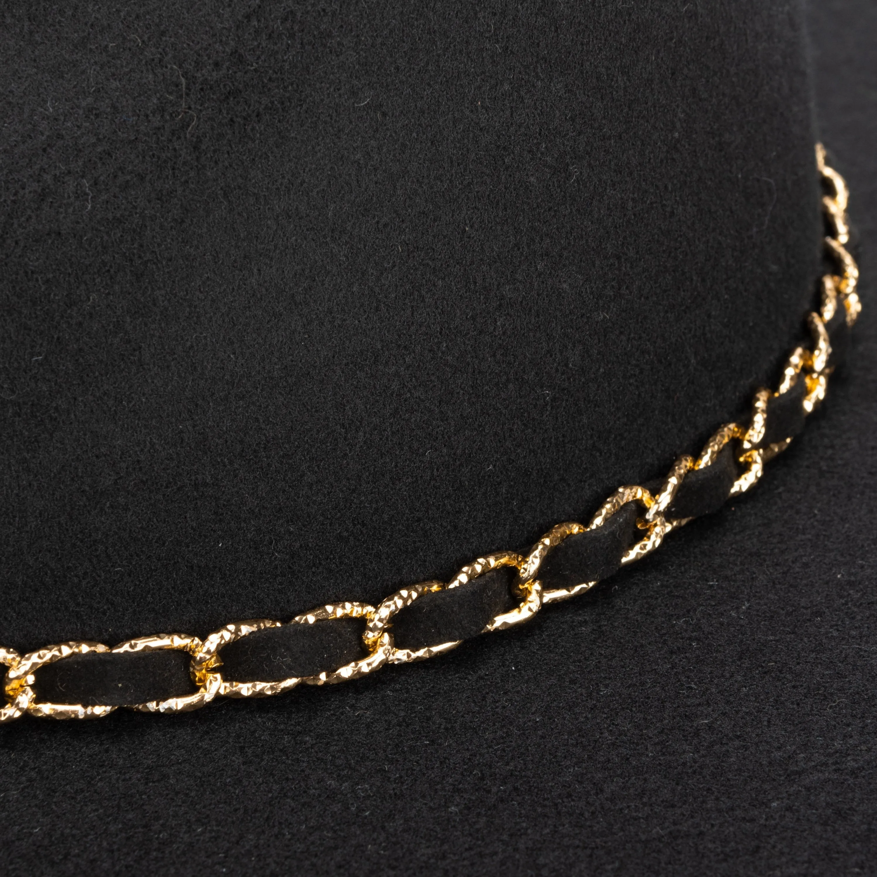 San Diego Hat Company Womens Fedoras Women's Faux Felt Fedora W/ Gold Chain Trim