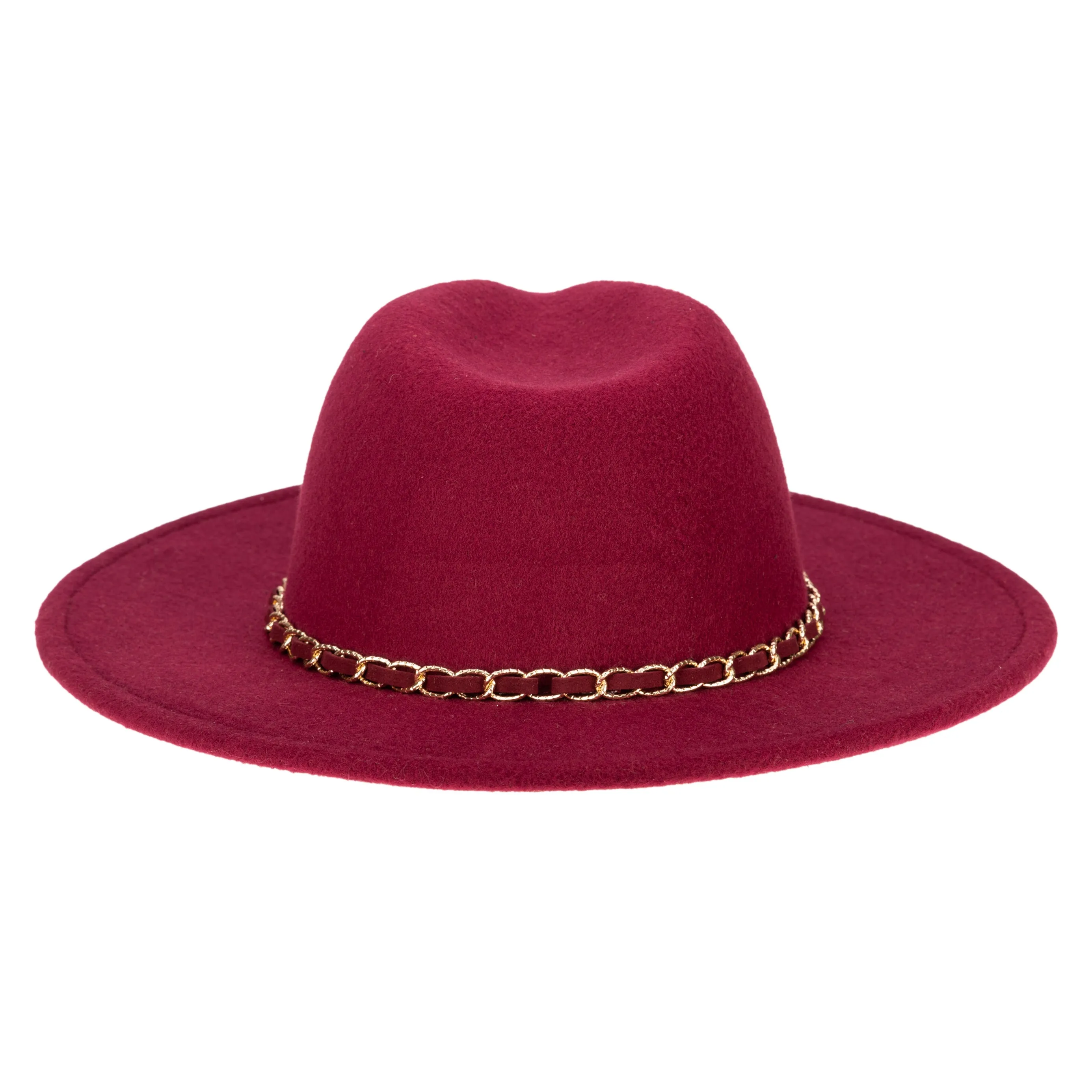 San Diego Hat Company Womens Fedoras Women's Faux Felt Fedora W/ Gold Chain Trim