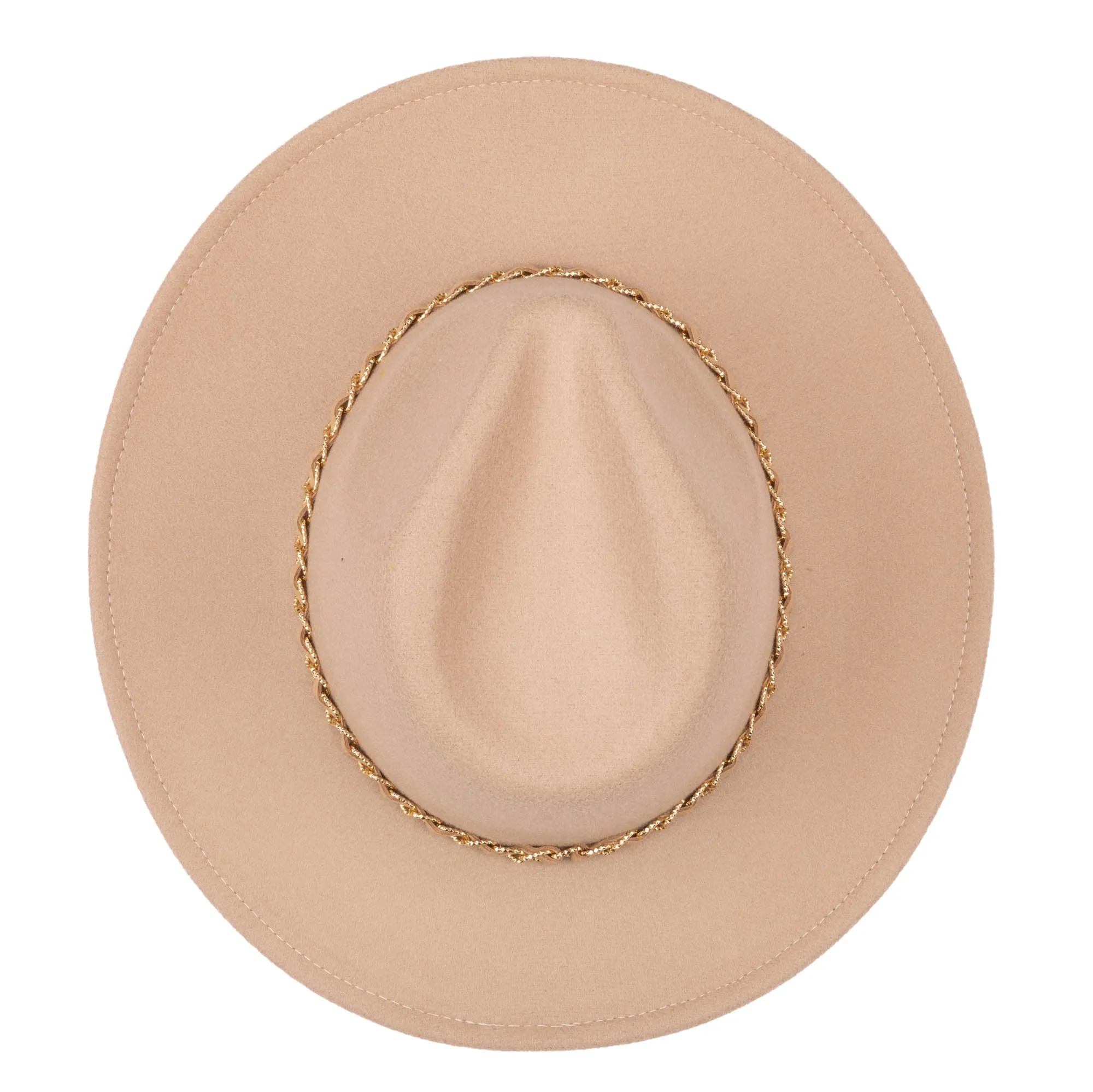 San Diego Hat Company Womens Fedoras Women's Faux Felt Fedora W/ Gold Chain Trim