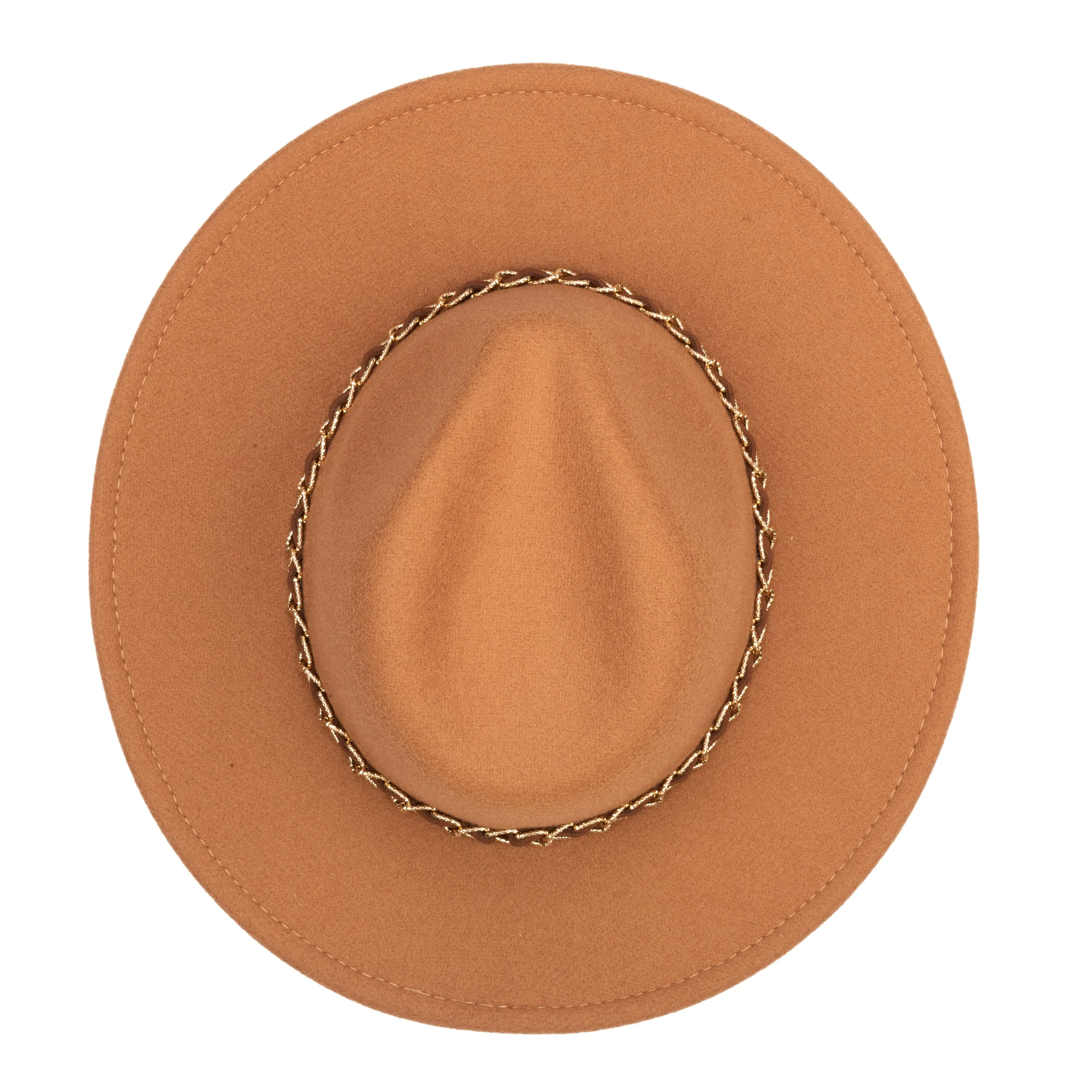 San Diego Hat Company Womens Fedoras Women's Faux Felt Fedora W/ Gold Chain Trim